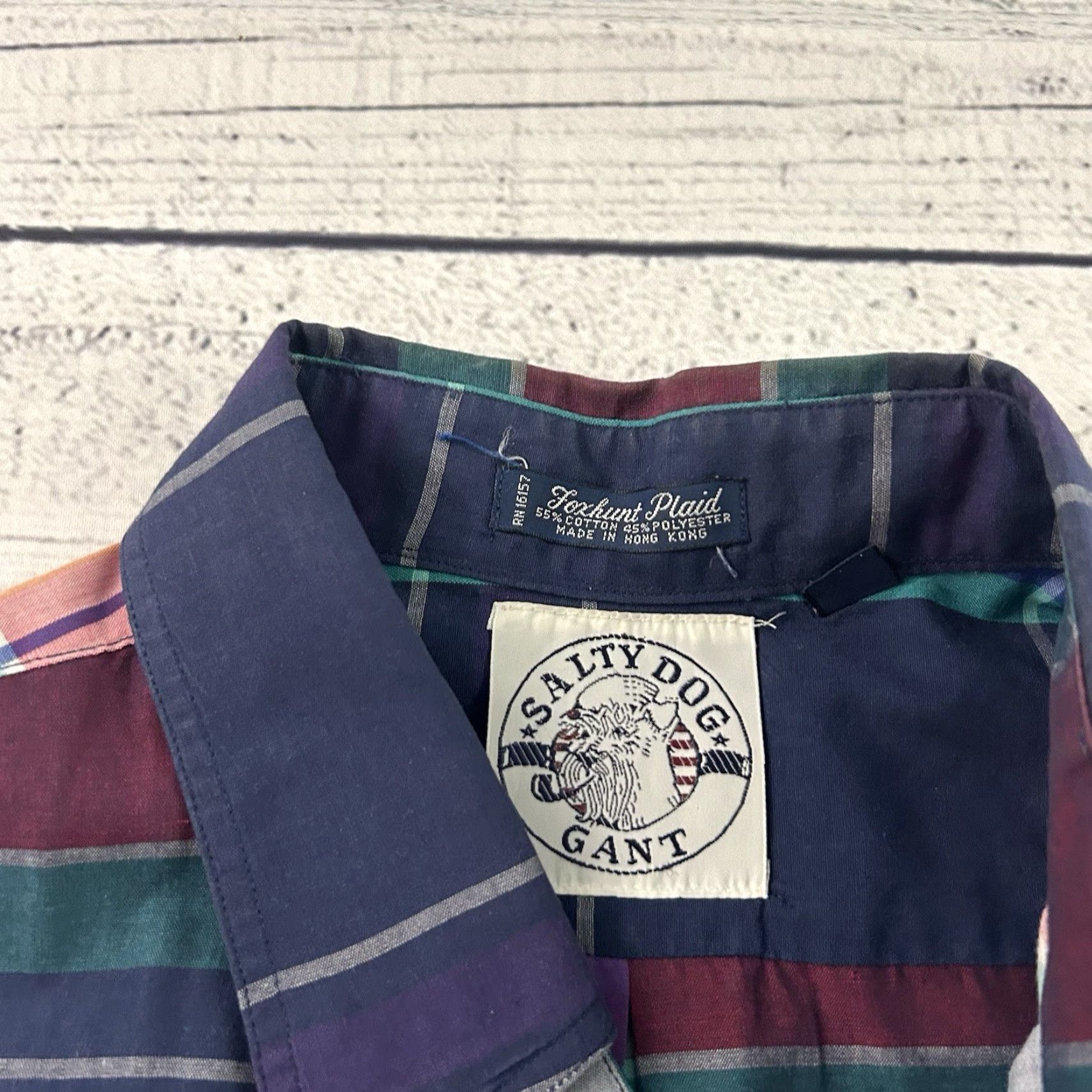 Gant GANT Salty Dog Foxhunt Plaid Half Sleeve Button Front Shirt Men's Large Blue Size US L / EU 52-54 / 3 - 3 Thumbnail
