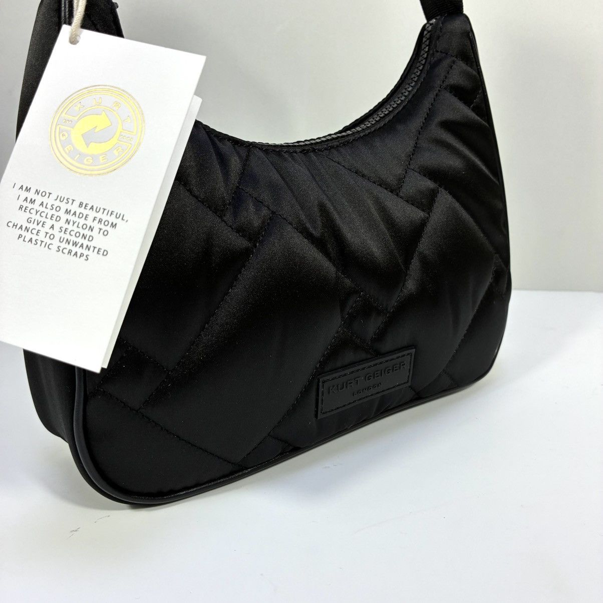 Kurt Geiger Kurt Geiger London Recycled Quilted Shoulder Hobo Bag Black Size ONE SIZE - 9 Thumbnail
