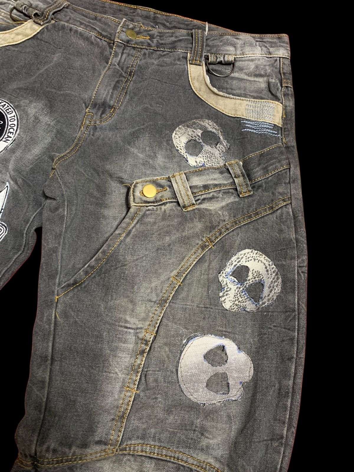Japanese Brand vintage bondage punk skull head waist half back front Denim Size US 37 - 9 Thumbnail