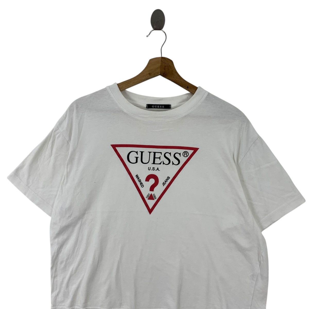 Guess GUESS USA COLLECTION Stock Logo Cropped Top Tee Shirt Size XXS / US 00 / IT 34 - 2 Thumbnail