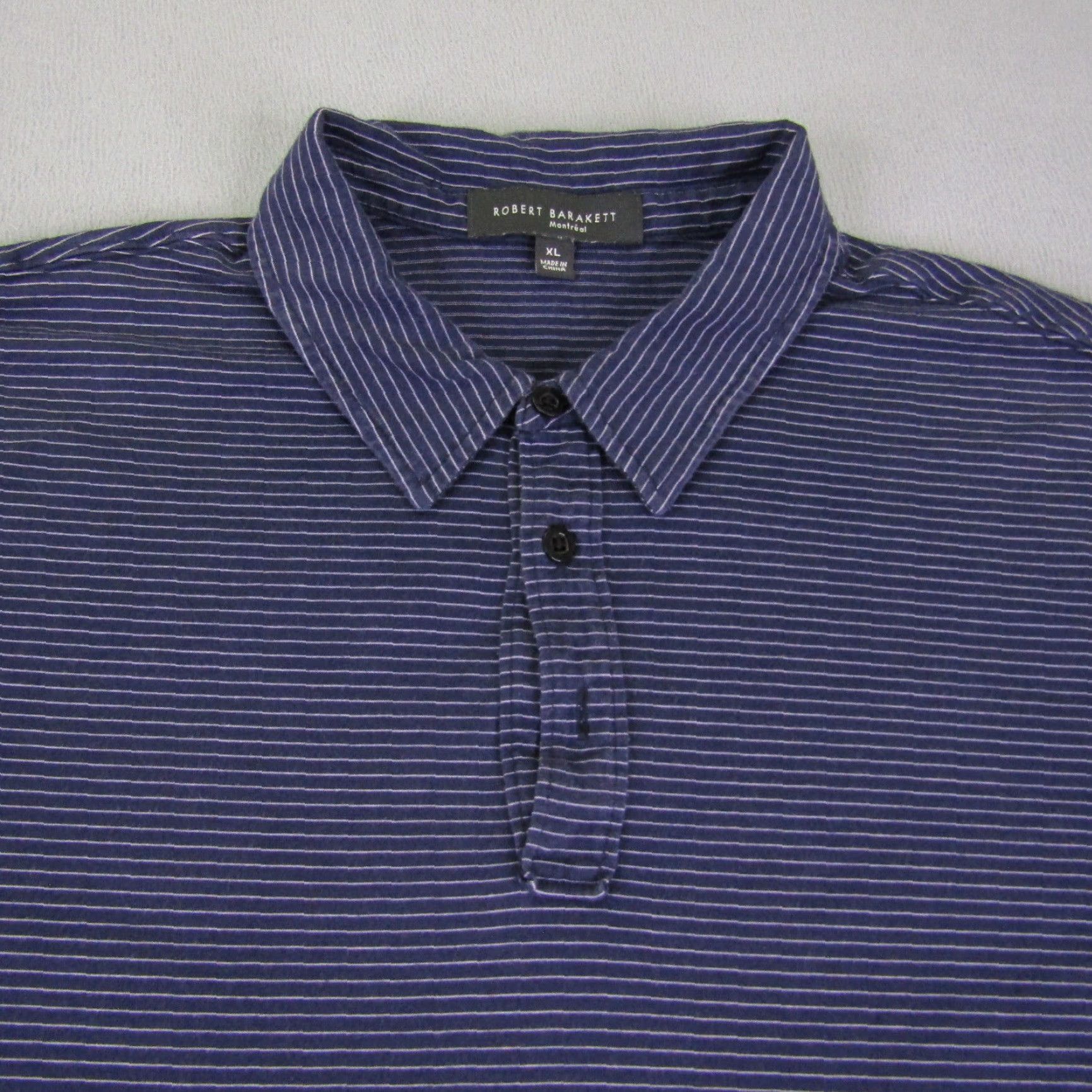 Vintage Robert Barakett Polo Shirt Mens XL Blue Stripes Pima Cotton Knit Polo Casual Sports Golf Shirt Mens XL Blue Striped Polo Size US XL / EU 56 / 4 - 2 Thumbnail