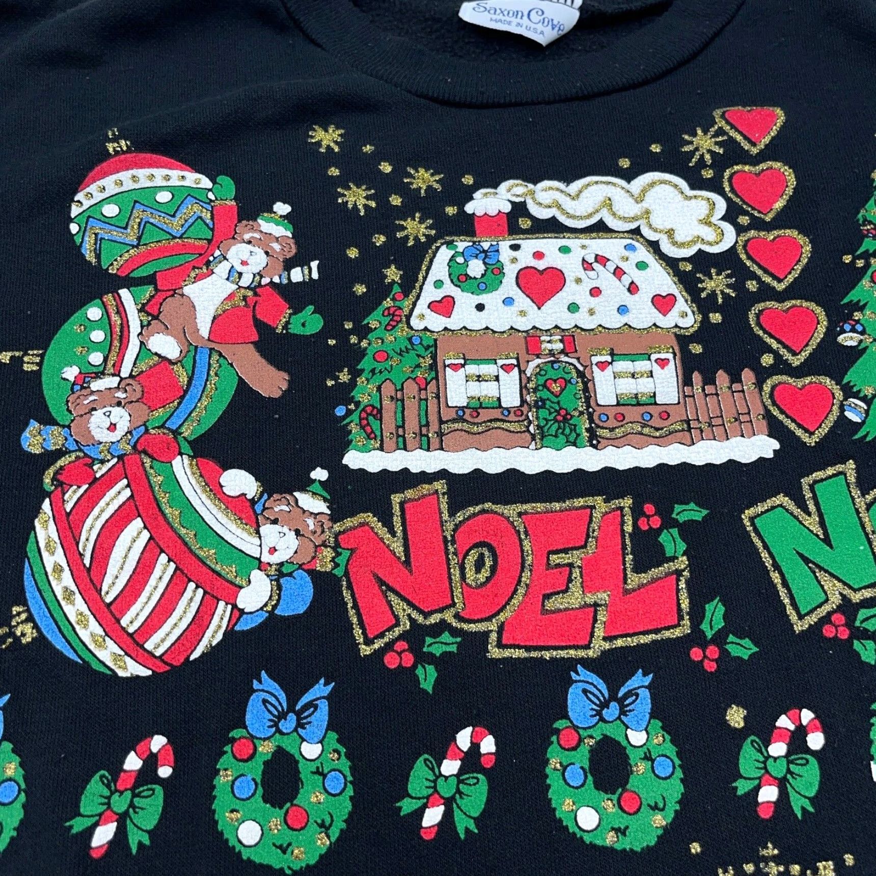 Vintage VINTAGE Saxon Cove Christmas Sweater Women L Black Crew Neck Pullover 90s USA Holiday Graphic Print Size L / US 10 / IT 46 - 6 Thumbnail