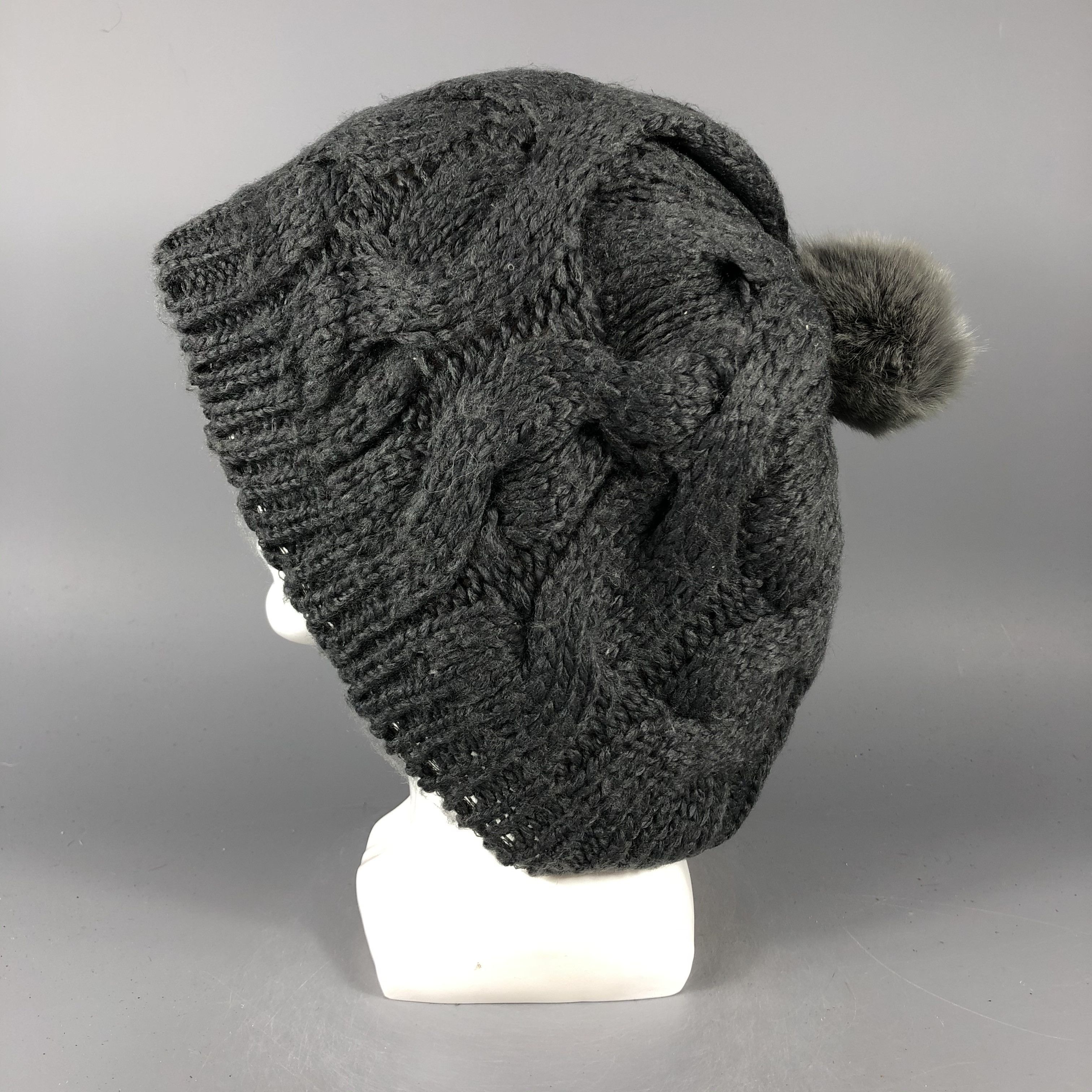 Vintage Gray Knit Crochet Beanie Snow Hat Snow Cap -D845 Size ONE SIZE - 1 Thumbnail