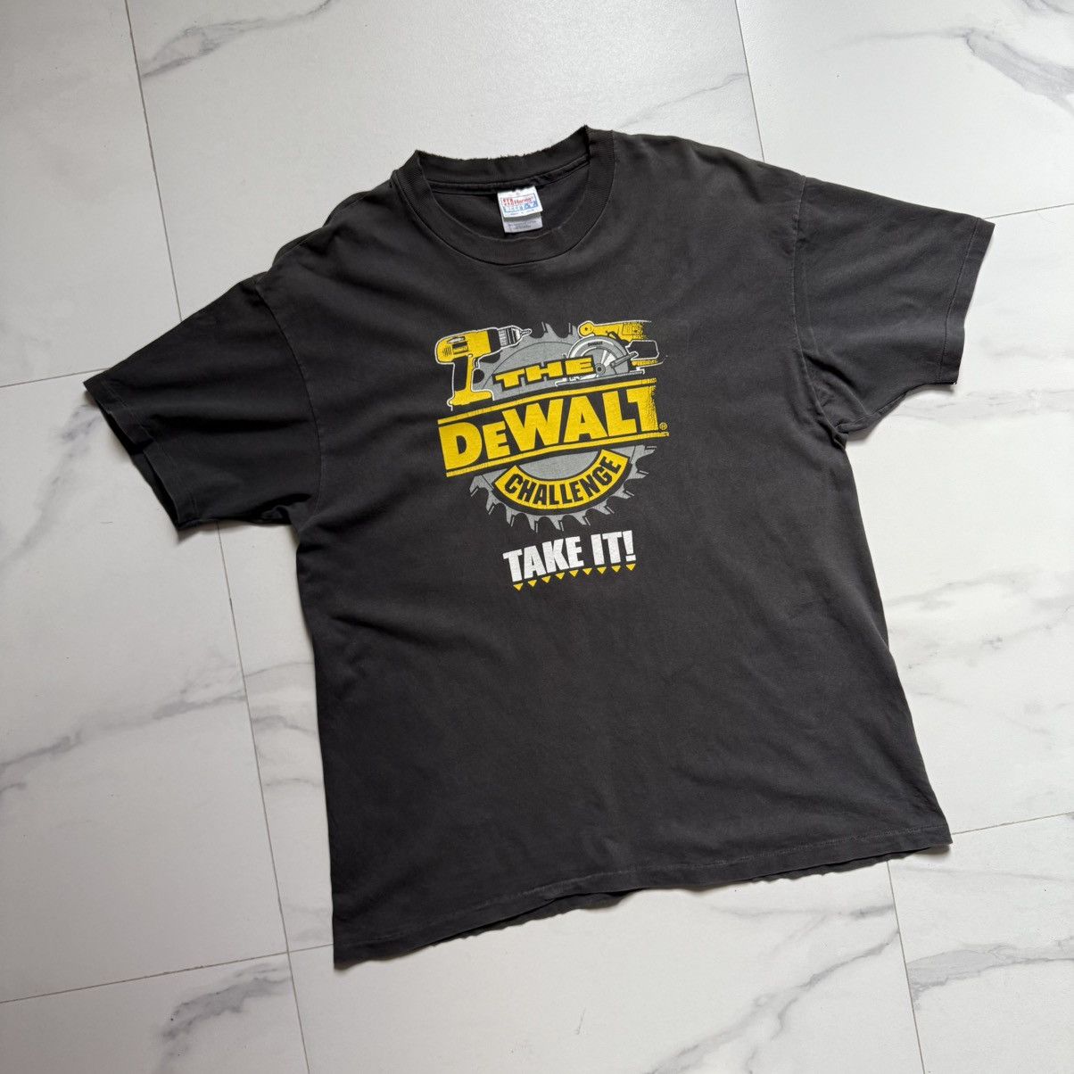 Hanes Vintage The DeWalt Challenge Distressed T-Shirt Size US XL / EU 56 / 4 - 4 Thumbnail