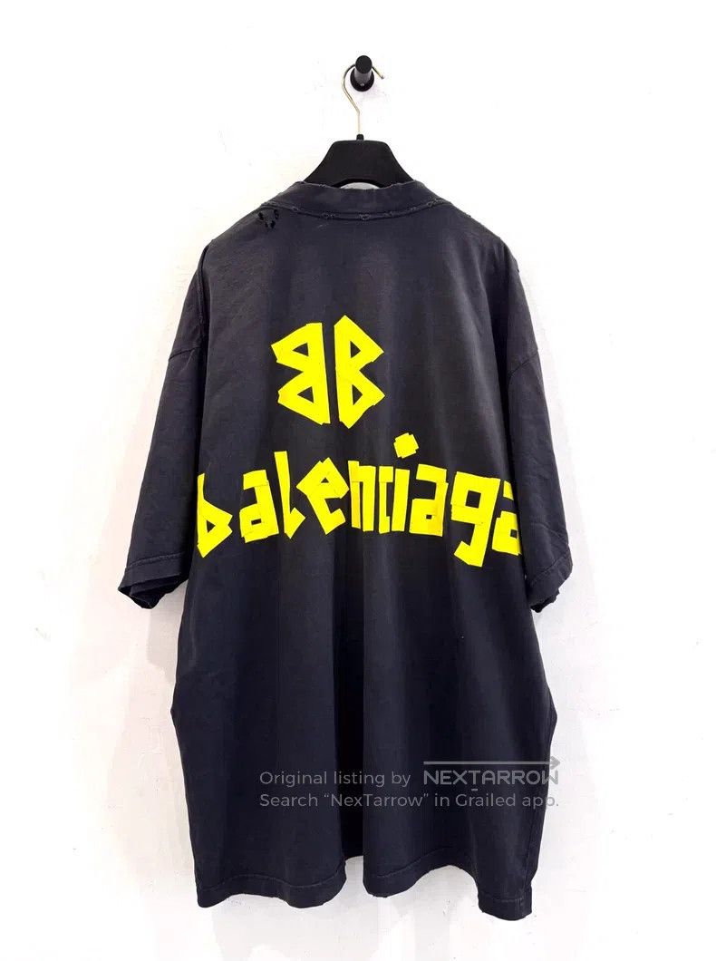 Balenciaga Balenciaga Tape Double B Alphabet Logo Distressed Gray Sho Size US L / EU 52-54 / 3 - 3 Thumbnail