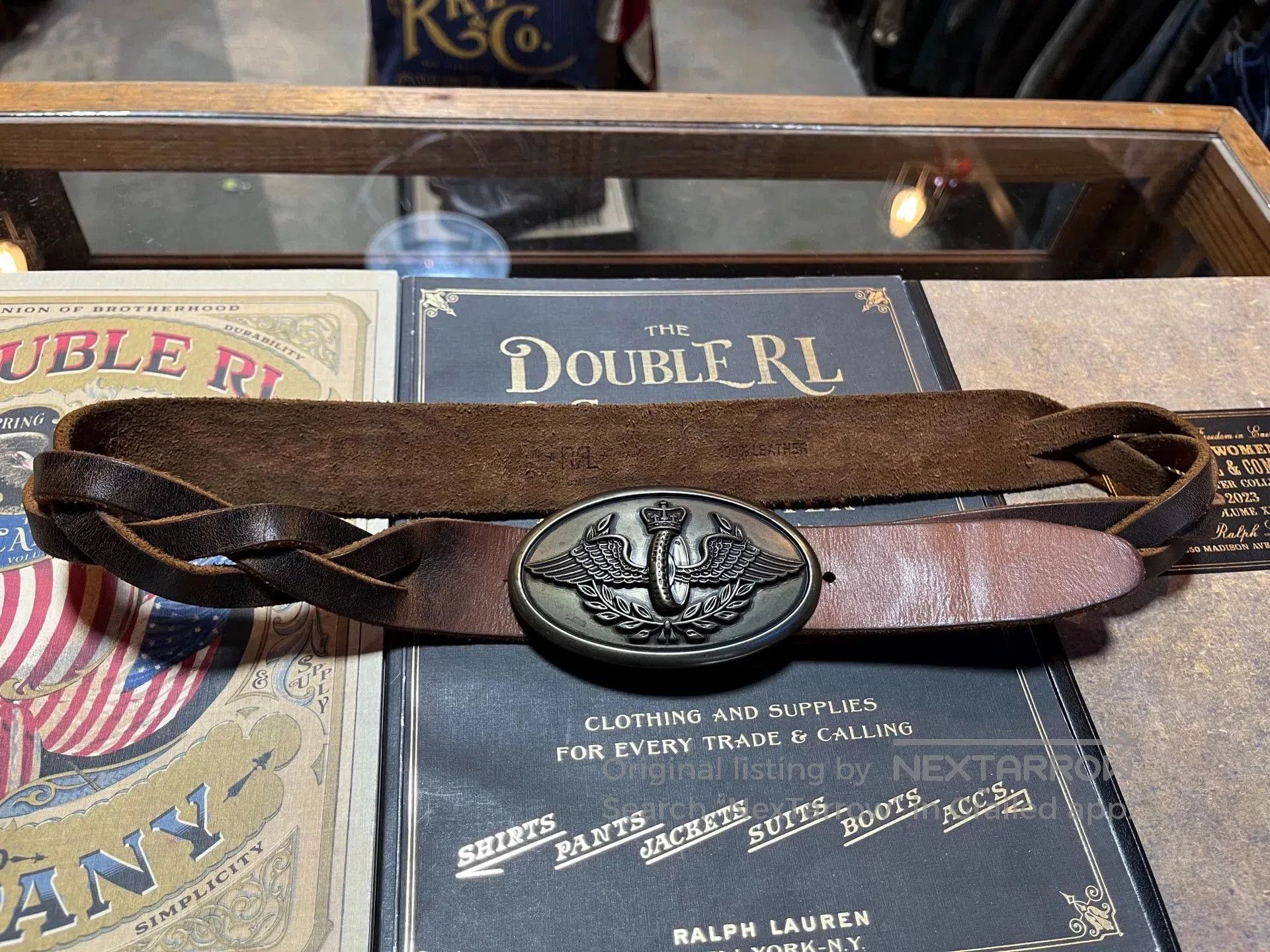 RRL Ralph Lauren rrl leather woven buckle belt. Size ONE SIZE - 1 Thumbnail