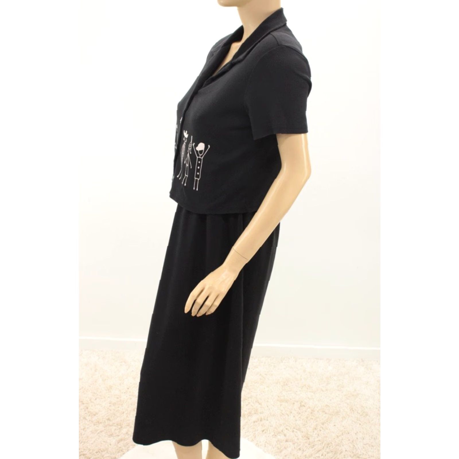 Vintage California Concepts Maxi Dress Bolero Cardigan Set Women's 12 Black Art Graphic Vintage Dress Maxi Set Women Size XL / US 12-14 / IT 48-50 - 2 Thumbnail