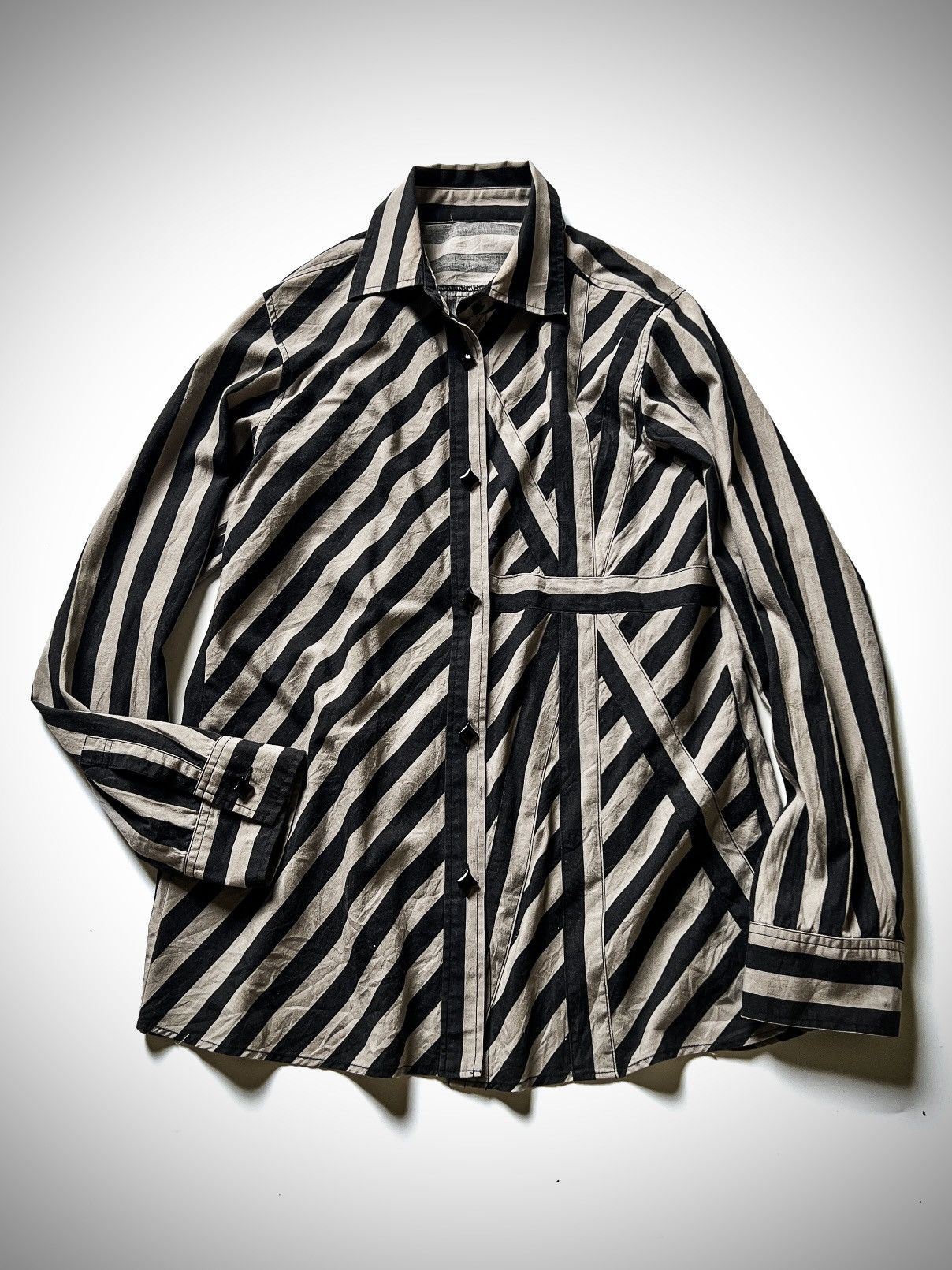 Japanese Brand Ba-Tsu Club Striped Button Up Shirt Patchwork Archive Y2K Size M / US 6-8 / IT 42-44 - 1 Thumbnail