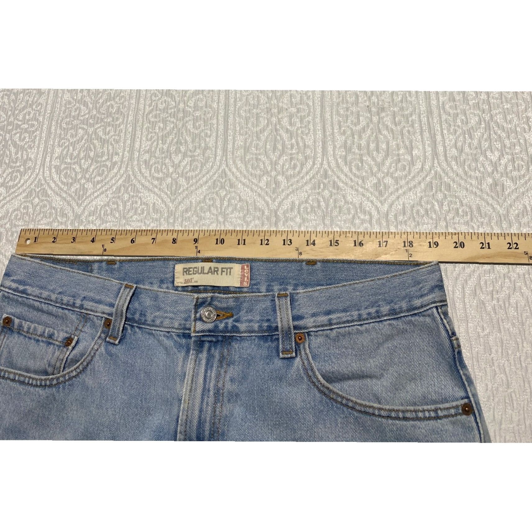 Levi's Levis 505 Regular Fit Jeans Mens 38×32 Light Wash Blue Denim Pants Size US 38 / EU 54 - 7 Thumbnail