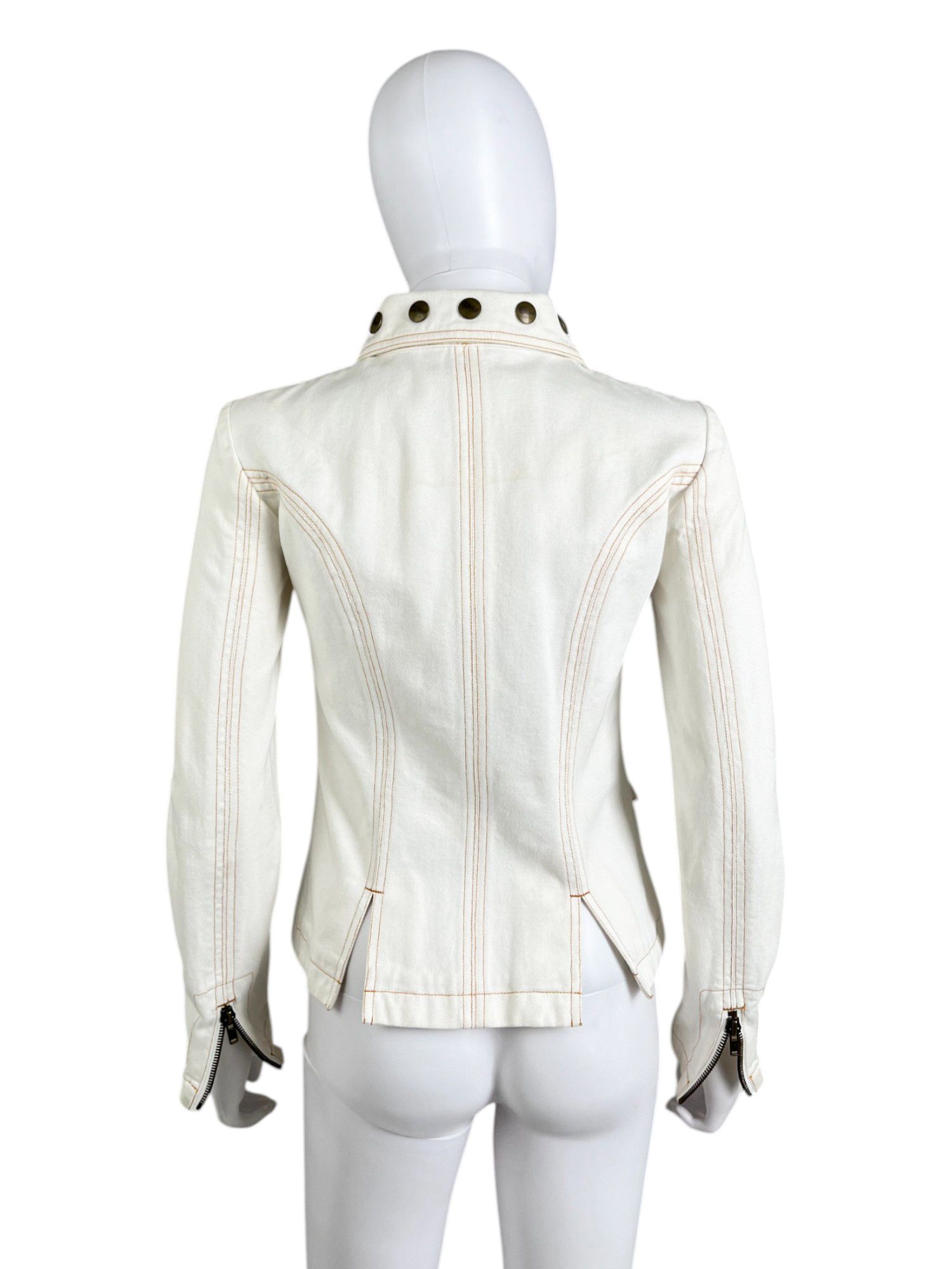 Chloe by Phoebe Philo S/S 2004 White Cotton Studded Jacket Size S / US 4 / IT 40 - 2 Thumbnail