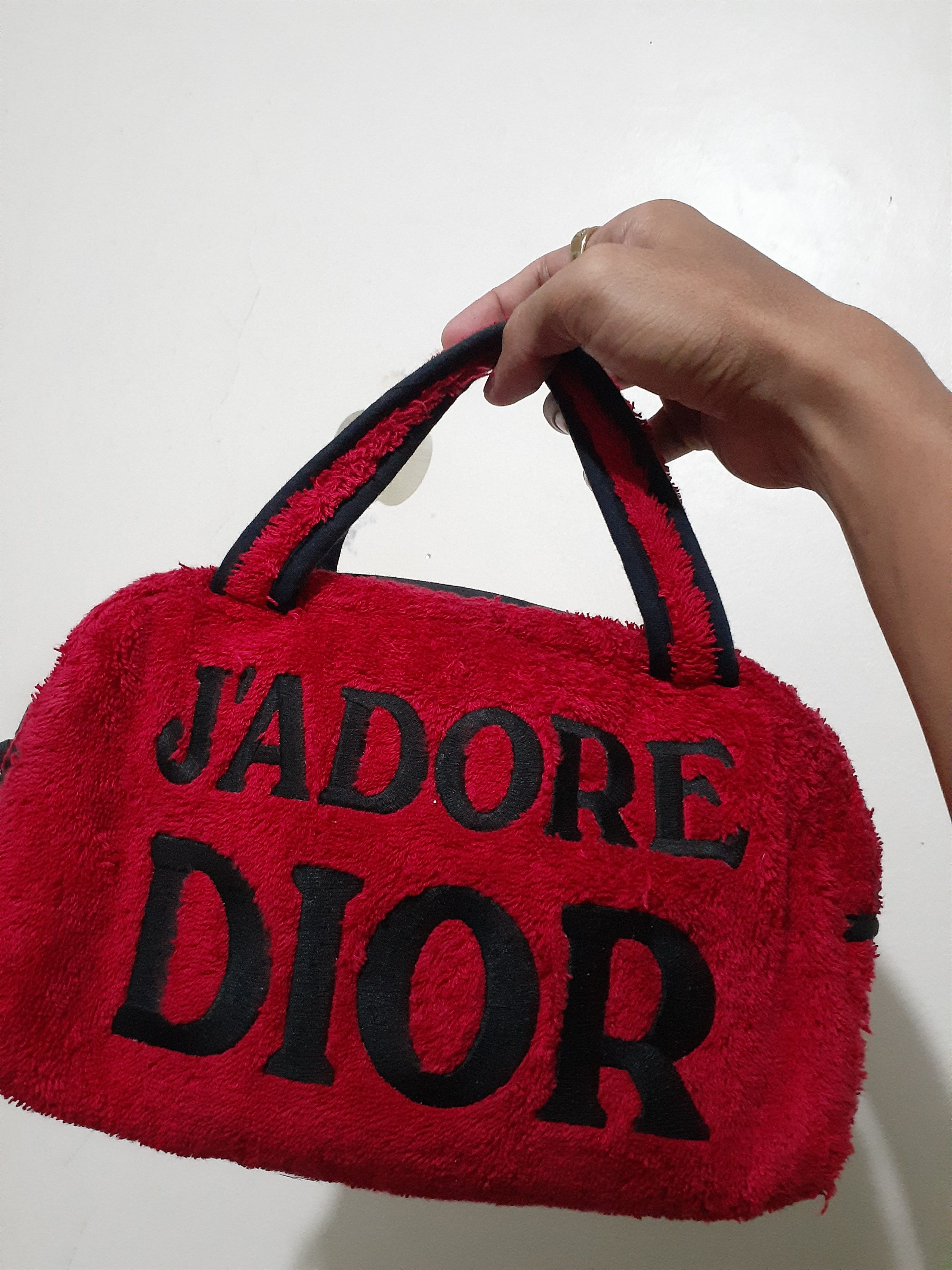 Christian Dior Monsieur × Dior × John Galliano Vtg Y2K Dior Ja'Dore Red Terry Cloth Boston Bag Size ONE SIZE - 3 Thumbnail