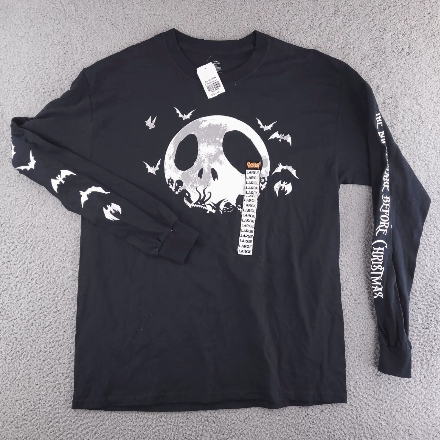 Disney NEW Disney Shirt Mens Large Black Crewneck Nightmare Before Long Sleeve Slim Fit Size US L / EU 52-54 / 3 - 2 Thumbnail