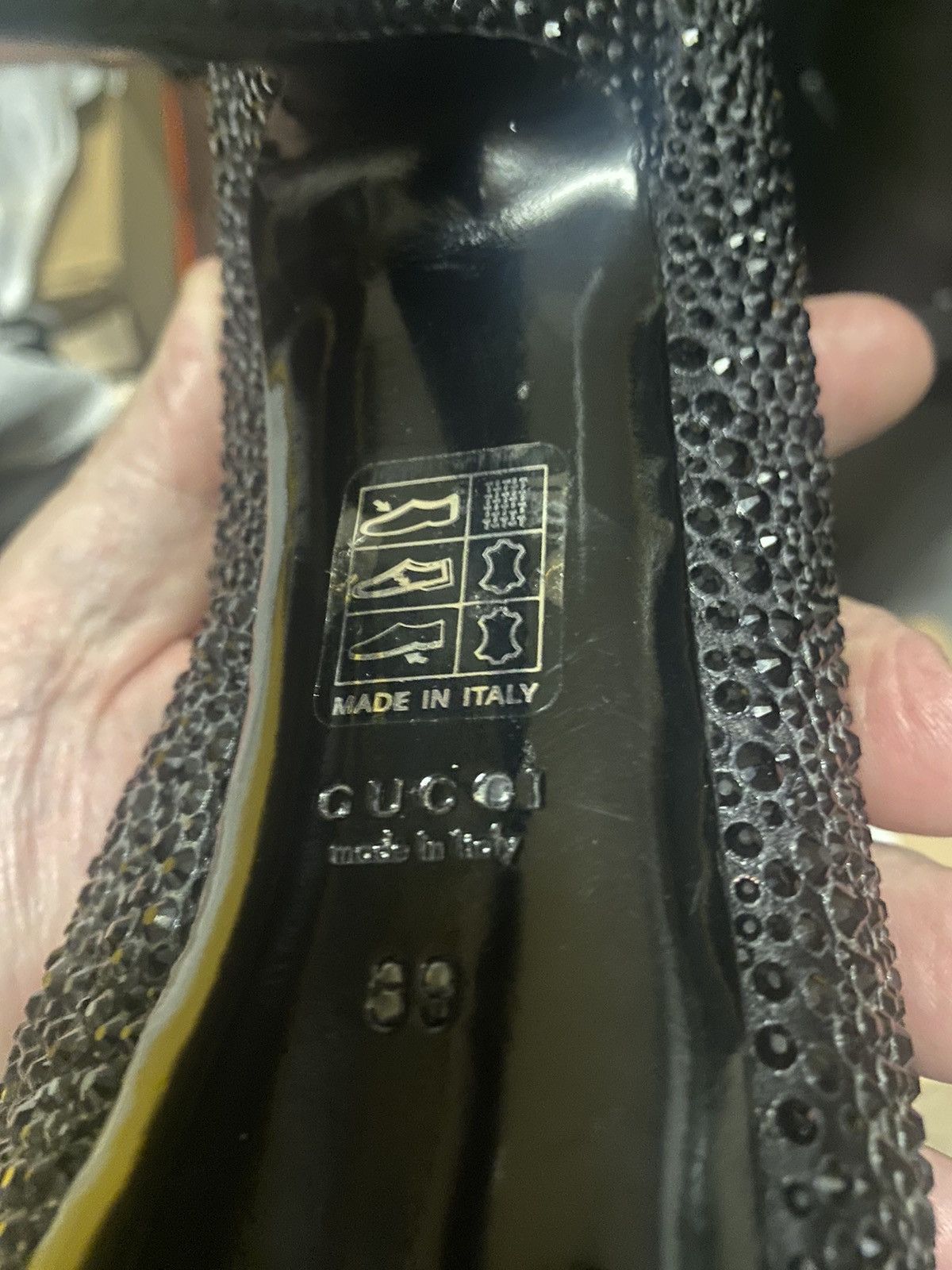 Gucci GUCCI Size 9 Black Crystal ETOILE SOFIA Open Toe Heels Pumps Size US 9 / IT 39 - 16 Thumbnail