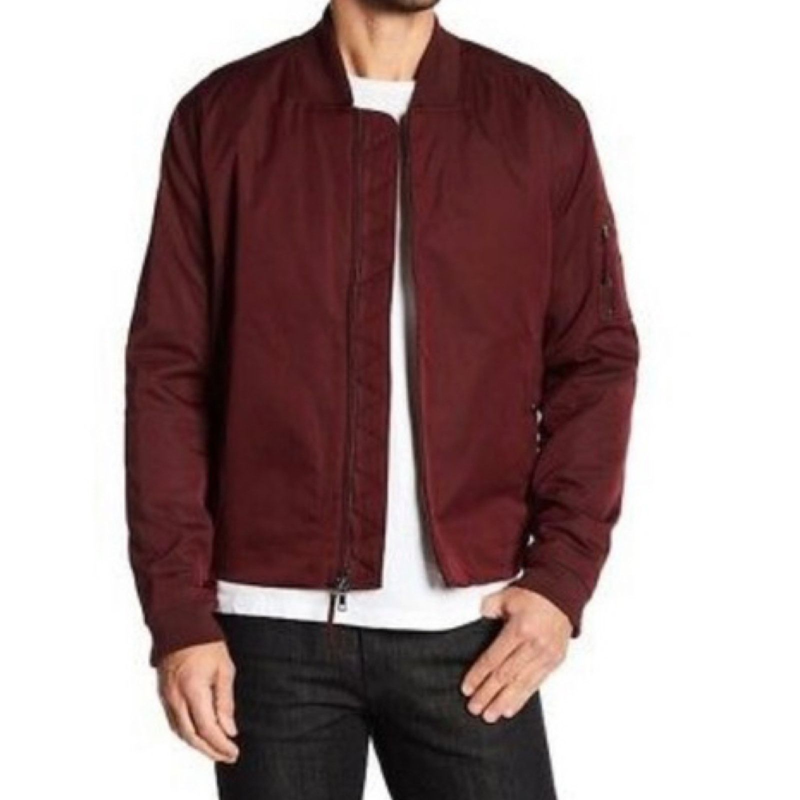 Vince Vince Satin Bomber Jacket Maroon Size US L / EU 52-54 / 3 - 1 Thumbnail