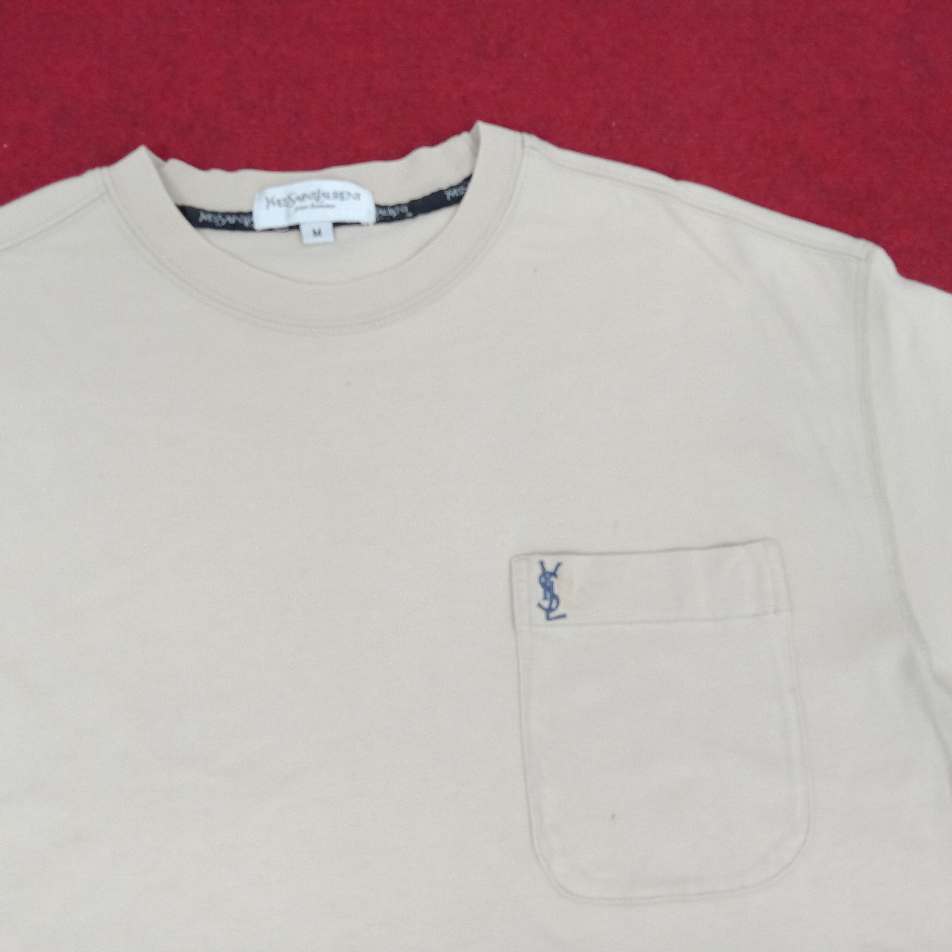 Vintage × Yves Saint Laurent Yves Saint Laurent Small Logo Pocket Design Tshirt Size US M / EU 48-50 / 2 - 2 Thumbnail