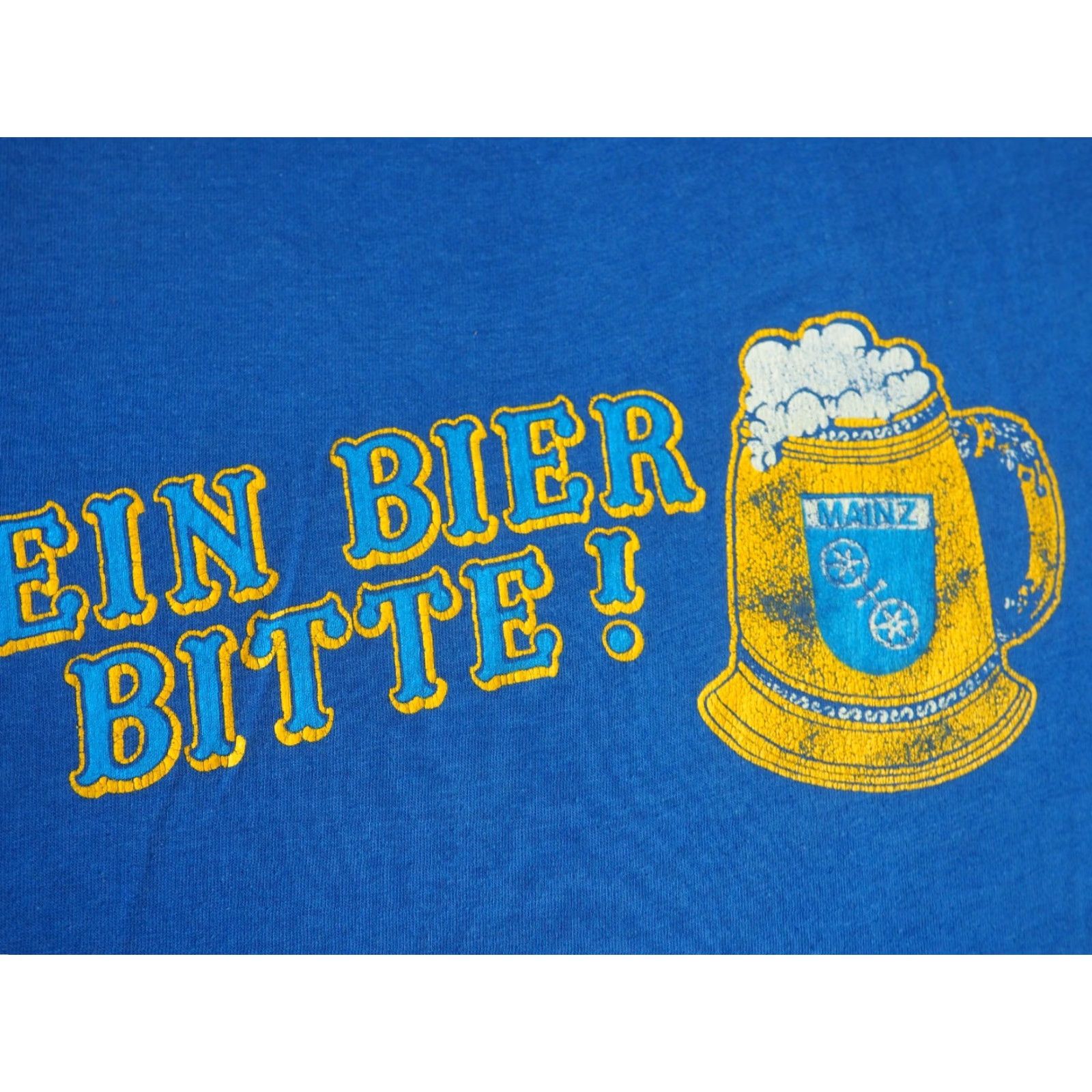 Vintage VTG 70s Artex Mainz German Beer Promo Ale Stein Blue Tee T-Shirt Mens M Size US M / EU 48-50 / 2 - 4 Thumbnail