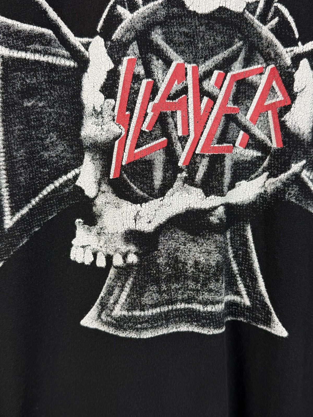 Band Tees 00s Vintage Slayer Iron Cross Skull Thrash Metal Band Tee ~L Size US L / EU 52-54 / 3 - 3 Thumbnail