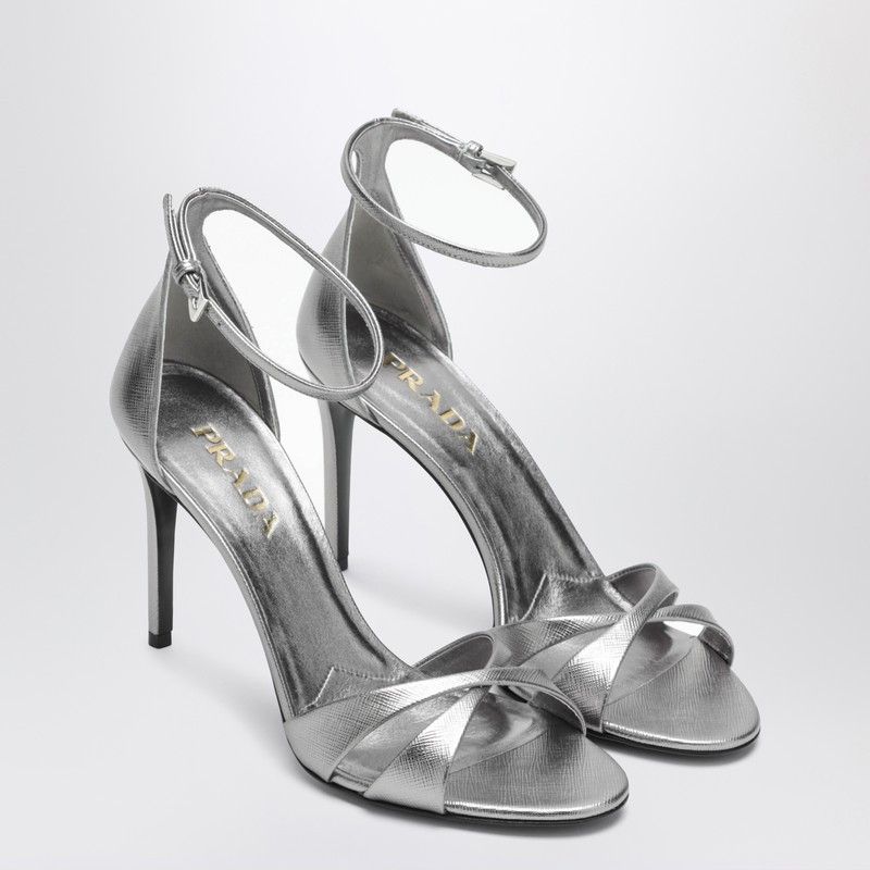 Prada Prada Silver Heeled Sandals Size US 10 / IT 40 - 1 Thumbnail
