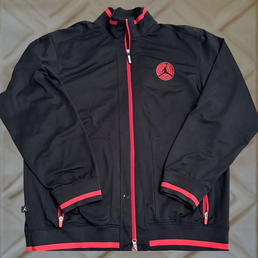 Nike Nike Air Jordan Jacket Dri-Fit Black & Red Track Basketball Warm Up Mens L Black Nike Dri-Fit Track Jacket Mens Large Size US L / EU 52-54 / 3 - 1 Thumbnail
