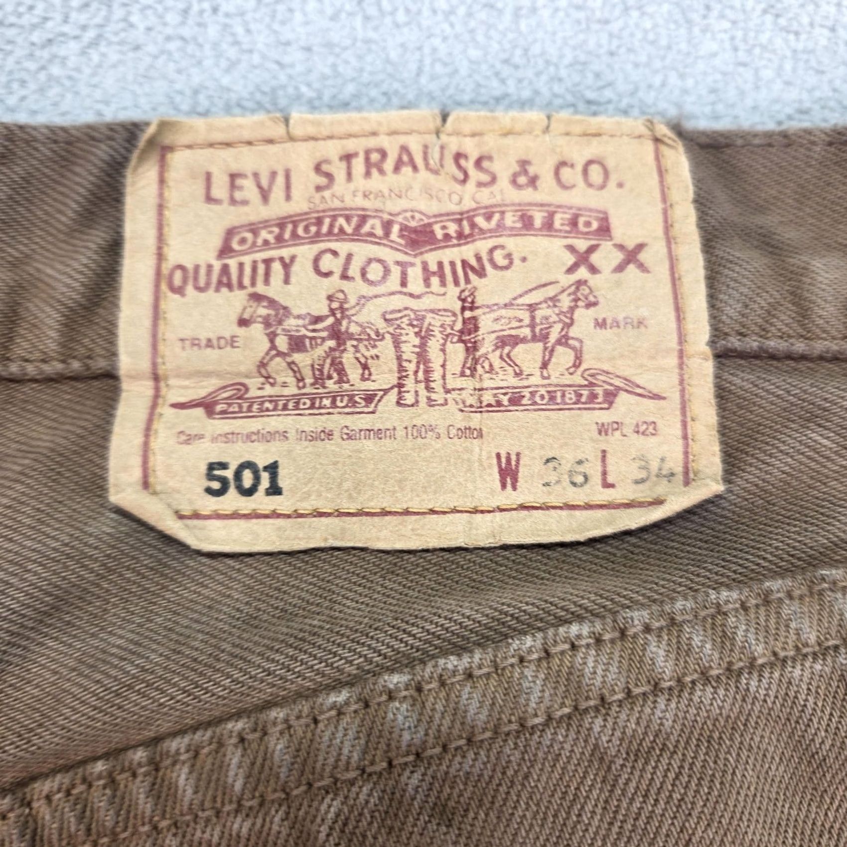 Levi's VINTAGE Levi's 501 Jeans Mens Regular 32x34 Brown Distressed Paint Splatter Made In USA 90s Men Size US 32 / EU 48 - 6 Thumbnail