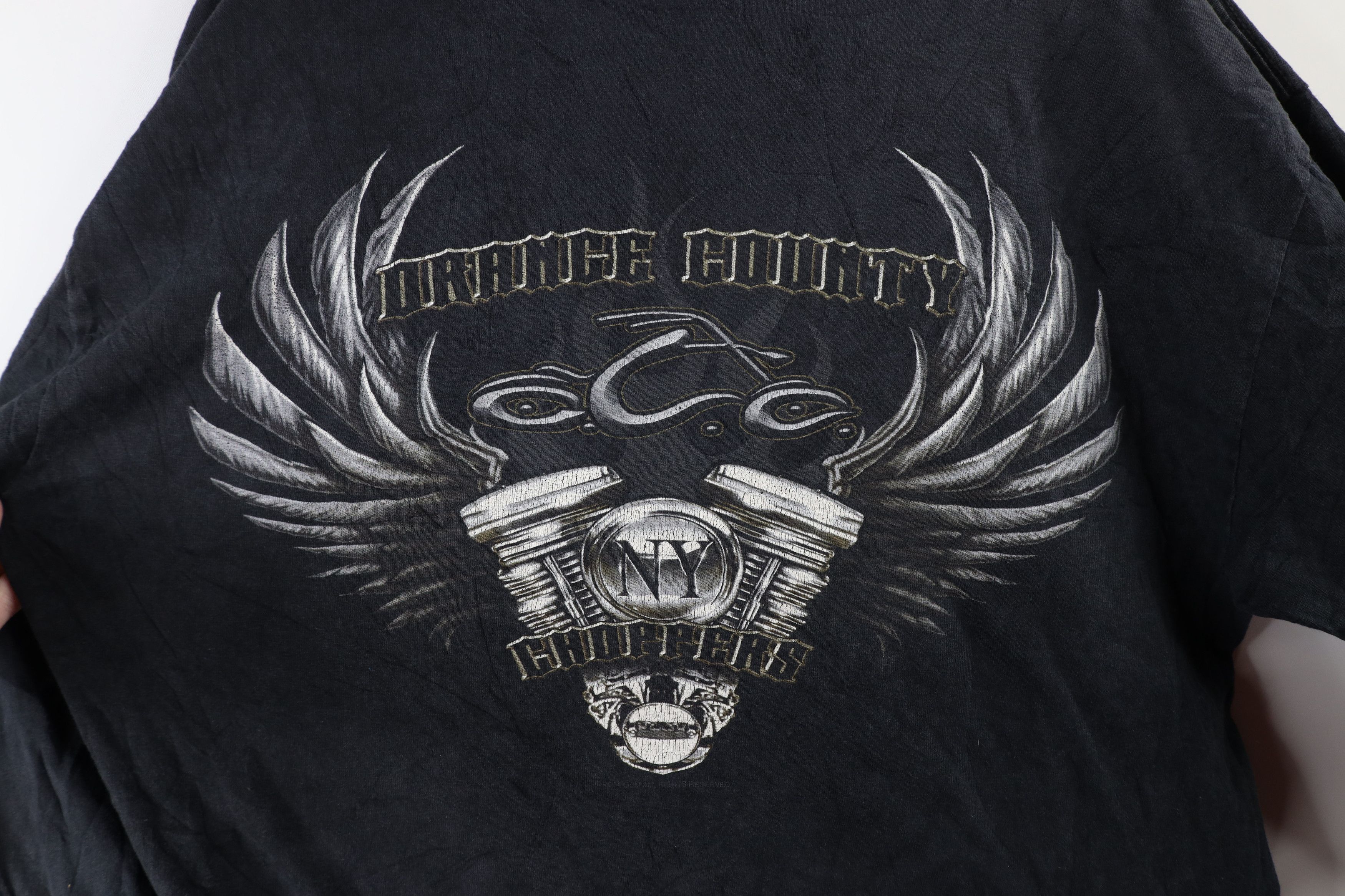 Vintage Vintage Y2K New York County Choppers Fire Flames T-Shirt Size US L / EU 52-54 / 3 - 9 Thumbnail