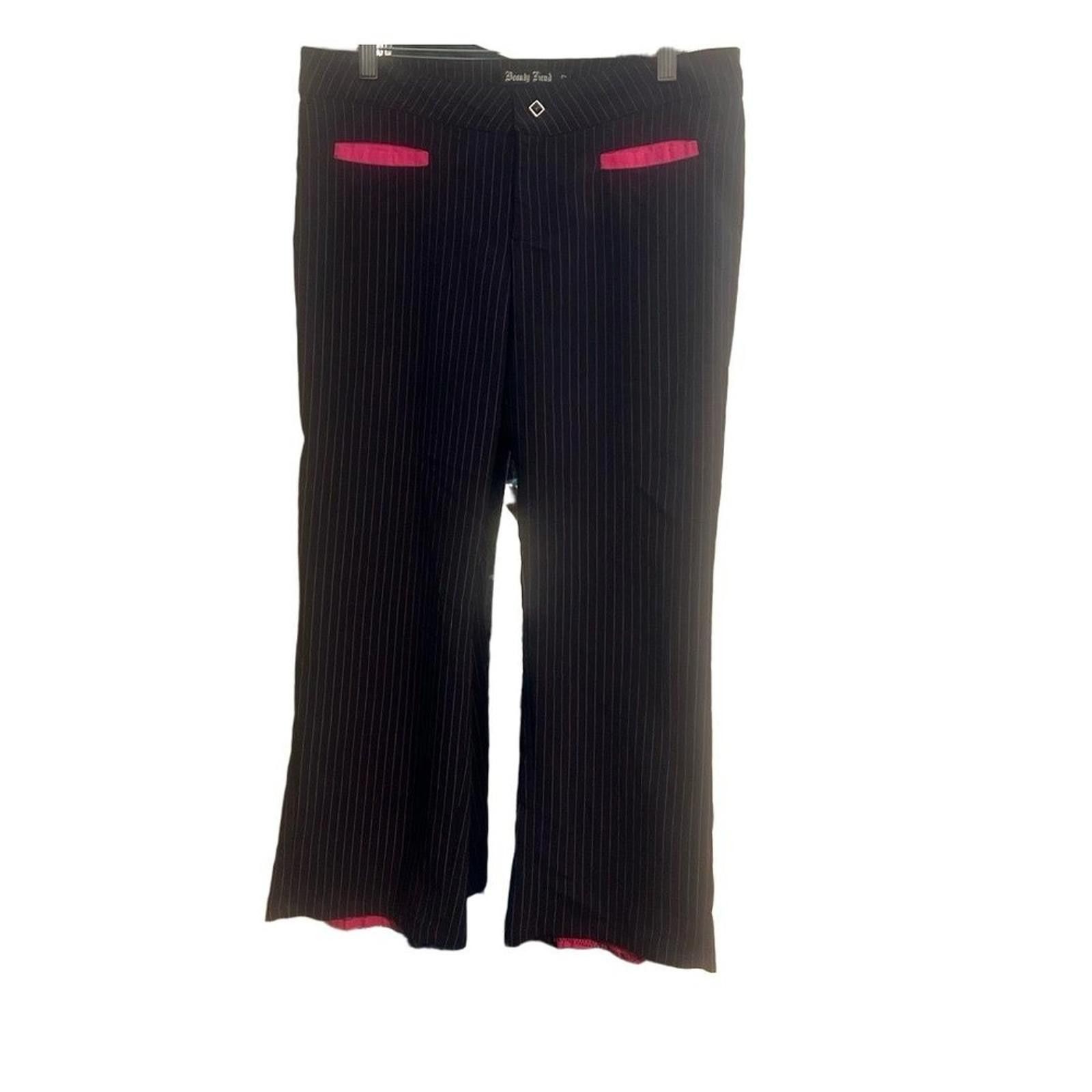 Hot Topic Beauty Fiend 7 BlackPink Pinstripe Y2K zipHem Hot Topic goth Size 30" / US 8 / IT 44 - 4 Thumbnail