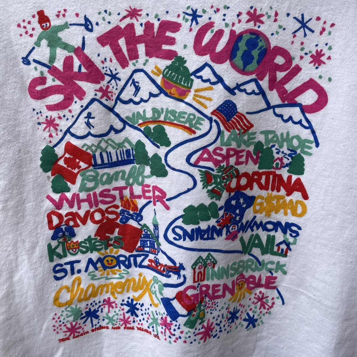 Vintage 🔥Vintage 90s Ski The World Pop Art Design Sweatshirts Size US M / EU 48-50 / 2 - 4 Thumbnail