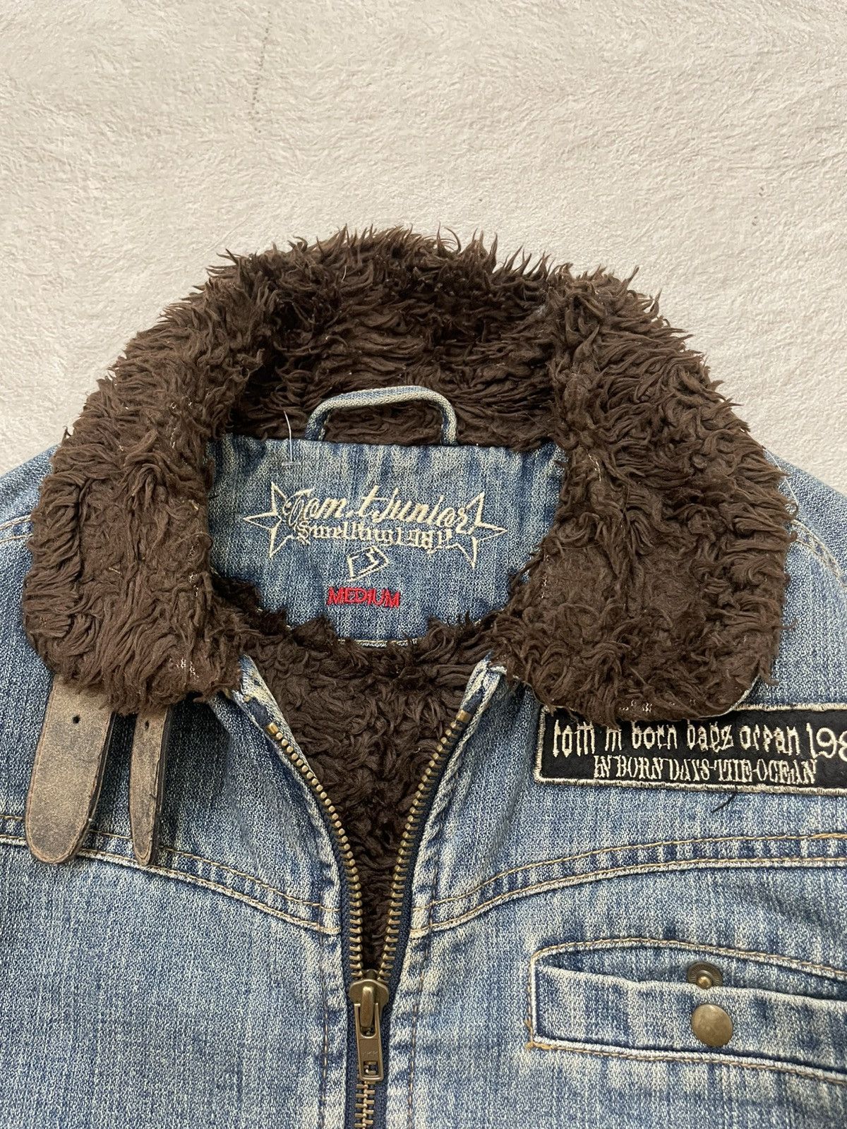 14th Addiction 2000s Tom n Born Japan Denim Collar Jacket Patch Grunge LGB Size US L / EU 52-54 / 3 - 4 Thumbnail