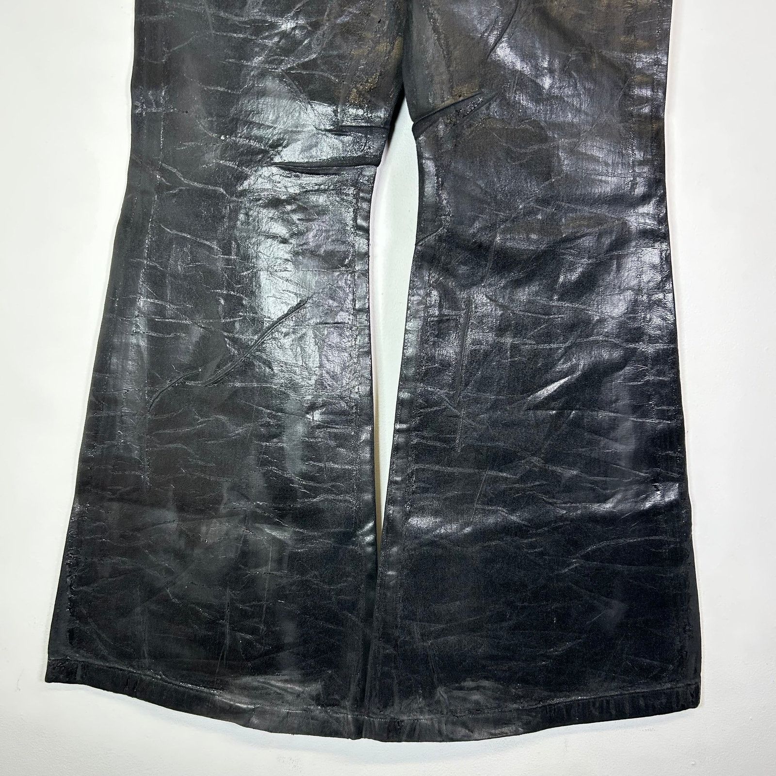 Rick Owens Waxed Crackled-Effect Bolan Bootcut Jeans Size US 36 / EU 52 - 3 Thumbnail