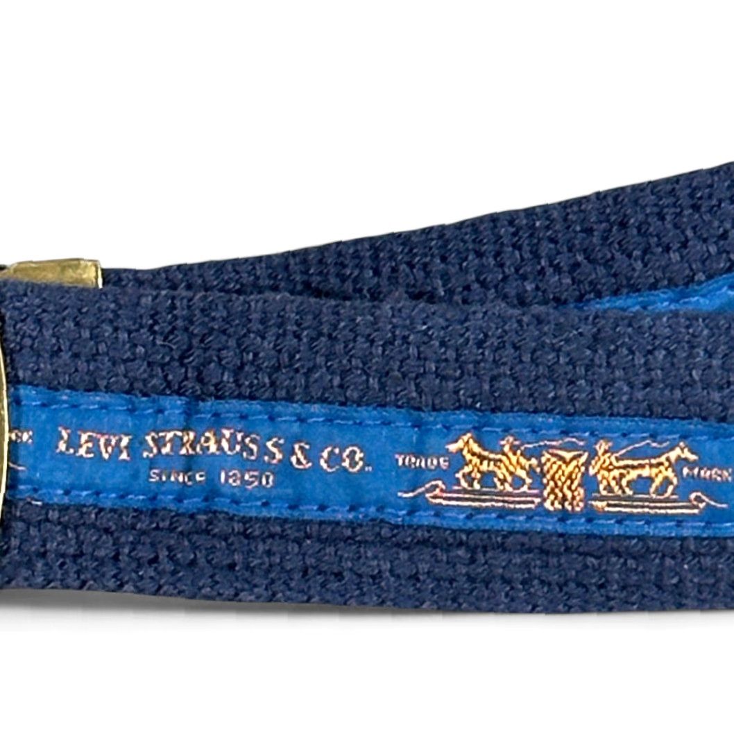 Levi's VINTAGE Levi's Belt Mens 30 Blue Canvas Slide 1980 Olympic Games USA 80s Belt Mens 30 Blue Canvas Slide 80s USA Olympic Games Levi's Size 30 - 3 Thumbnail