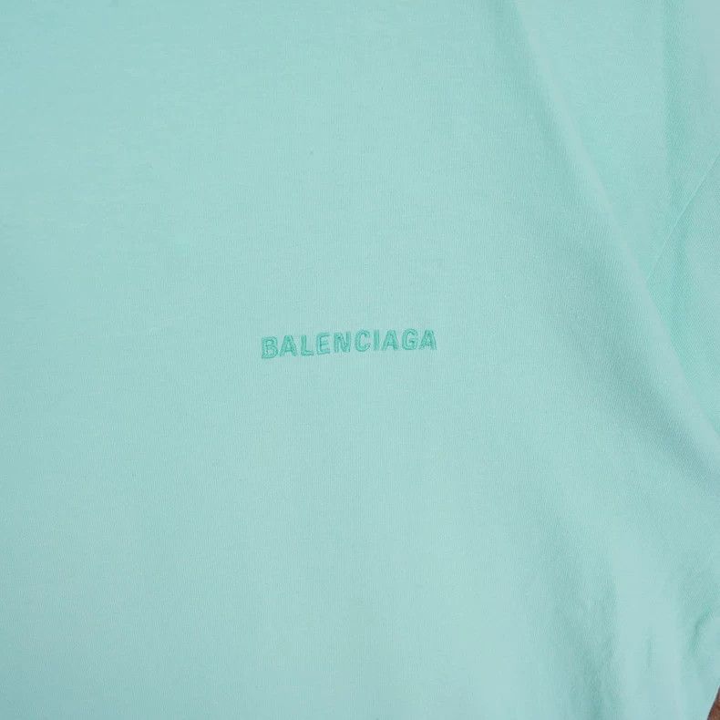 Balenciaga Balenciaga Mint Green Embroidered Logo Short Sleeve T-Shir Size US M / EU 48-50 / 2 - 4 Thumbnail