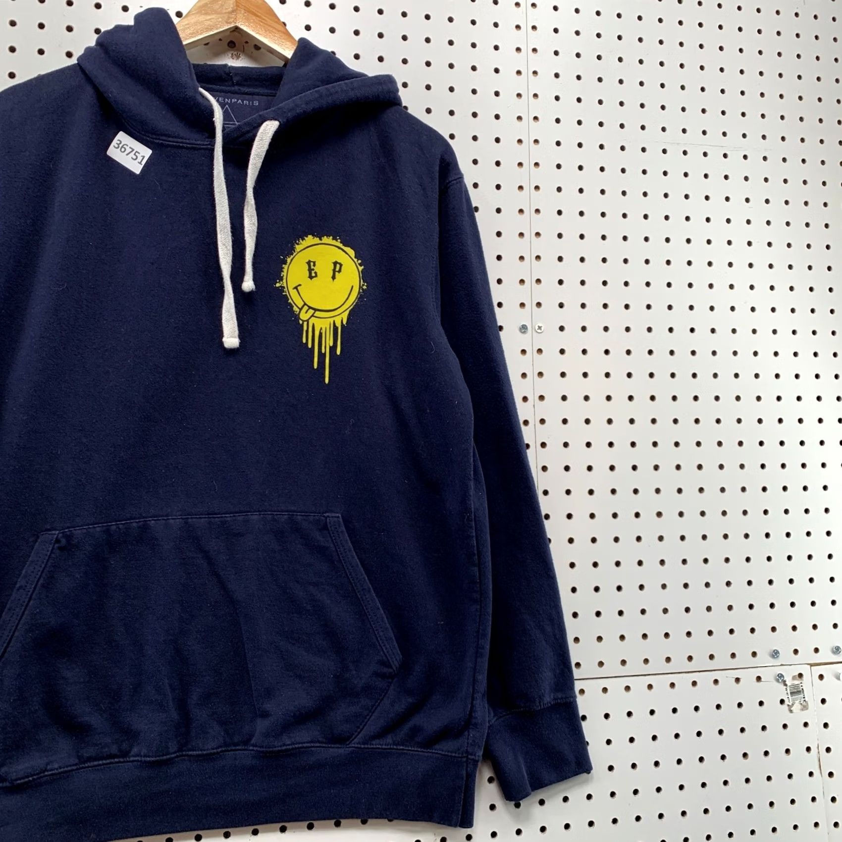 Eleven Paris Eleven Paris Smiley Face Hoodie Sweatshirt Mens Large Blue Yellow 22x27 Size US L / EU 52-54 / 3 - 4 Thumbnail