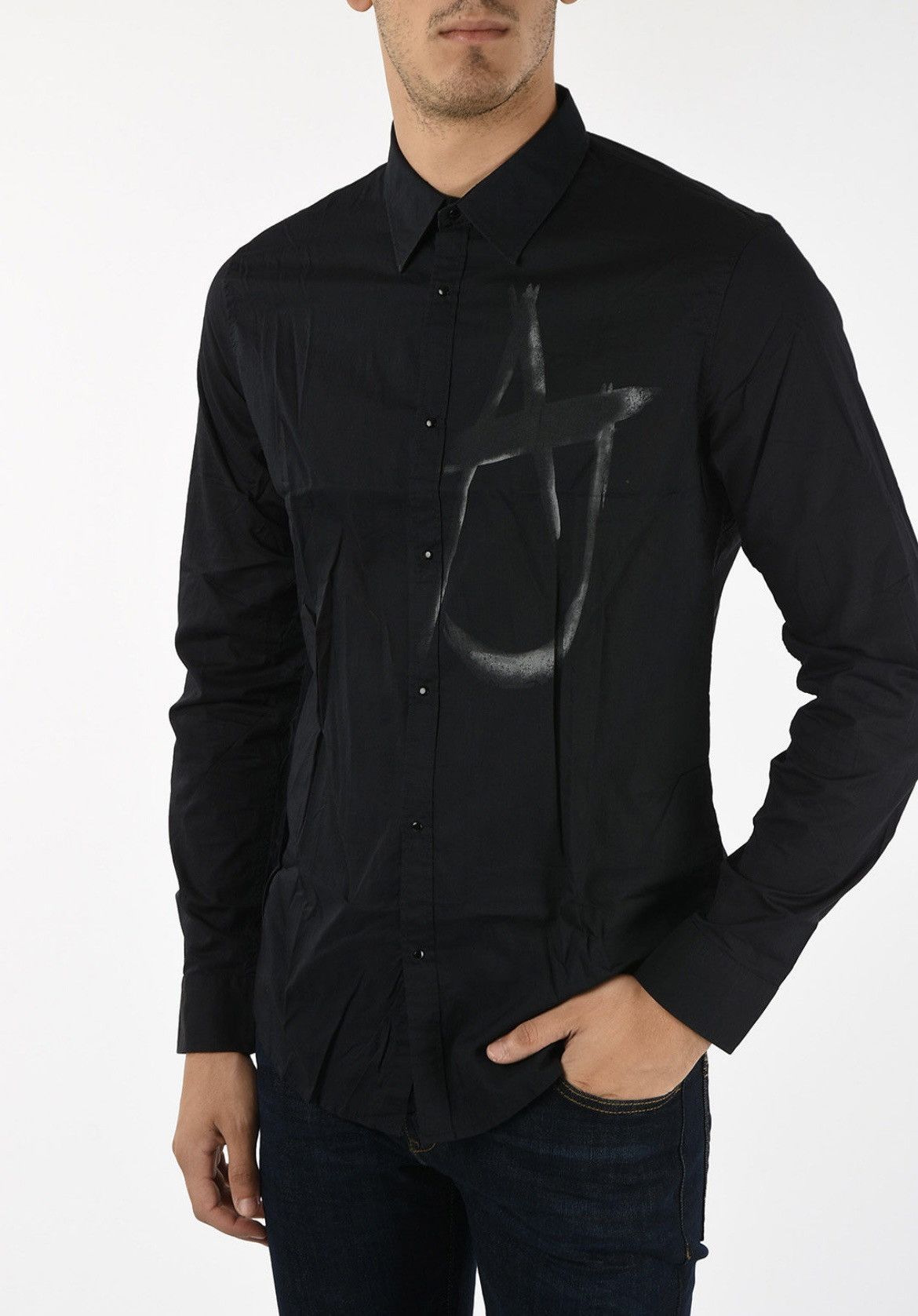 Armani × Giorgio Armani × Vintage Vintage Armani Jeans Snap Button Shirt Size US S / EU 44-46 / 1 - 2 Thumbnail