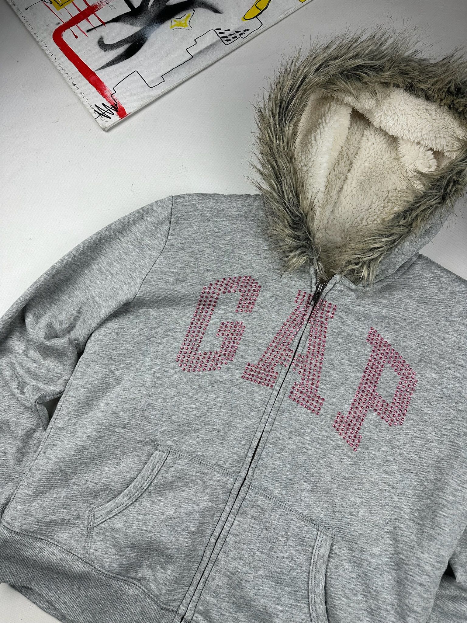 Gap rhinestones logo Zip Fur Hoodie LGB holister style Size S / US 4 / IT 40 - 5 Thumbnail