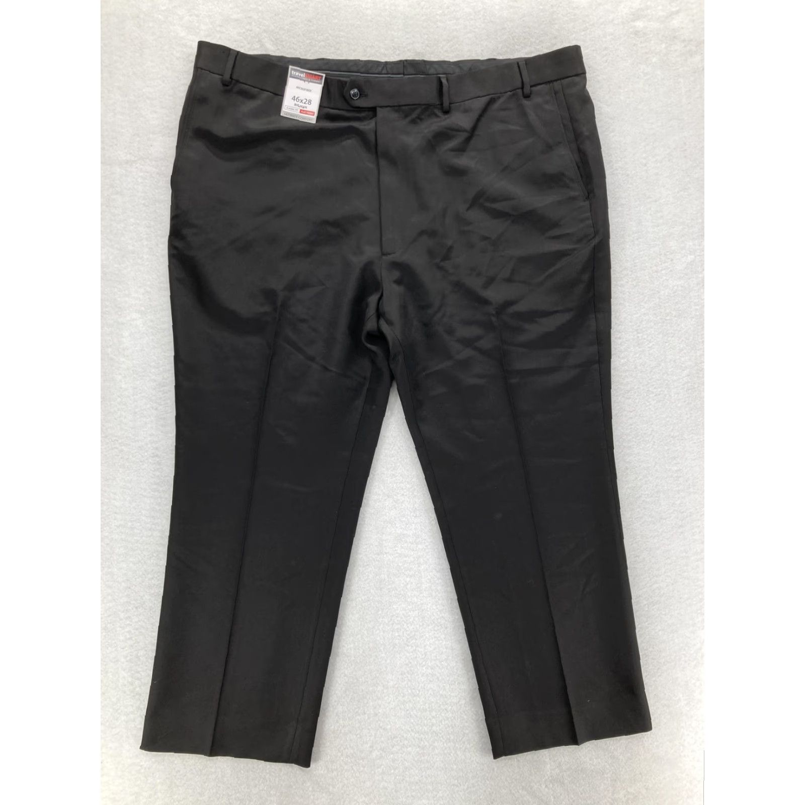 Roundtree & Yorke VINTAGE Roundtree & Yorke TravelSMART Dress Pants Mens 46x28 Black Microfiber Flat Front Size US 30 / EU 46 - 2 Thumbnail