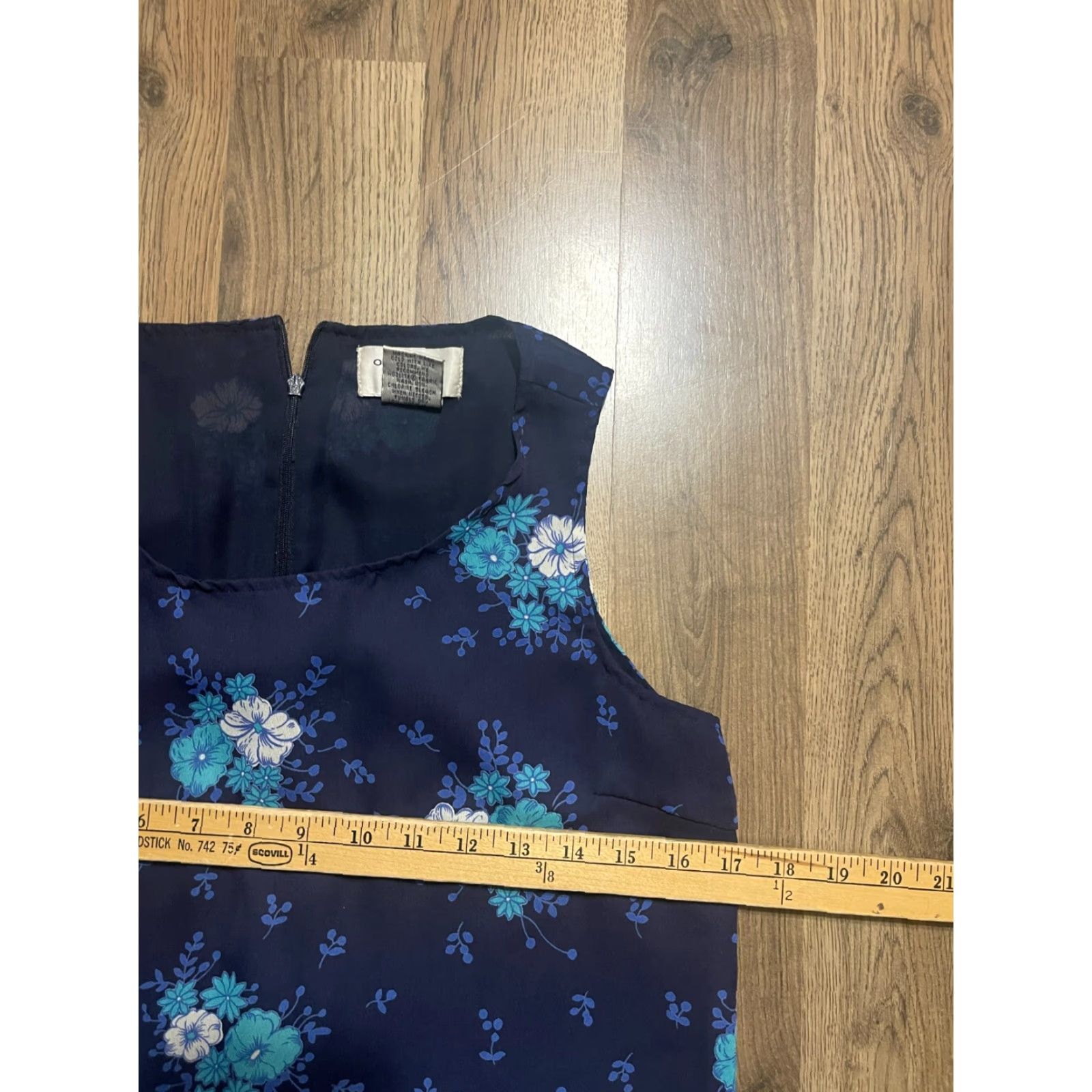 Vintage Outfit JPR Dress Womens Petite Small Navy Blue Floral Shift Sleeveless Size S / US 4 / IT 40 - 4 Thumbnail