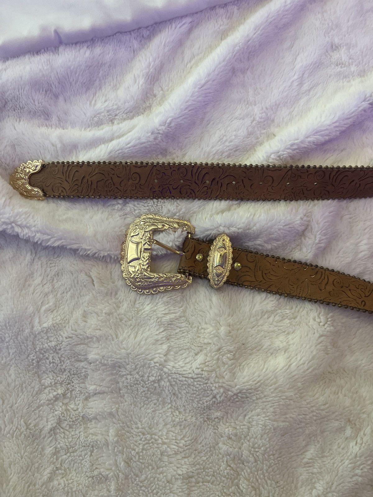 Other Western style brown belt with gold Size 28 - 3 Thumbnail