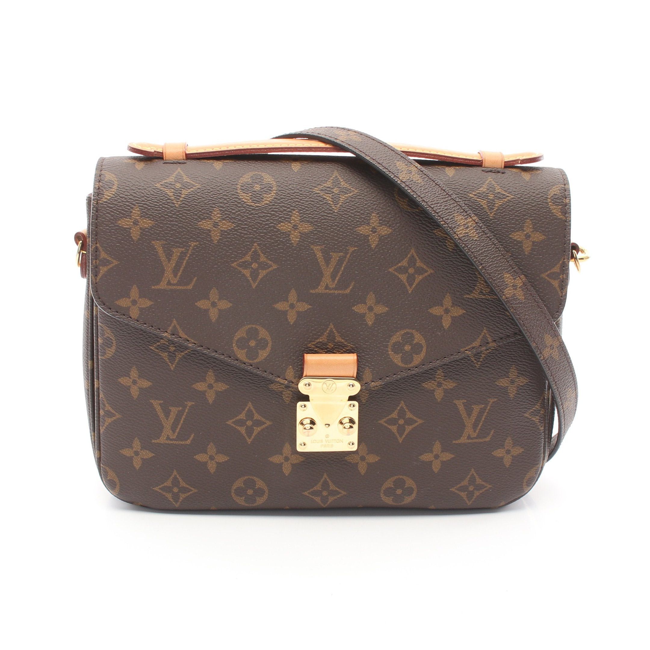 Louis Vuitton Pochette Metis Mm Monogram Handbag Leather Brown