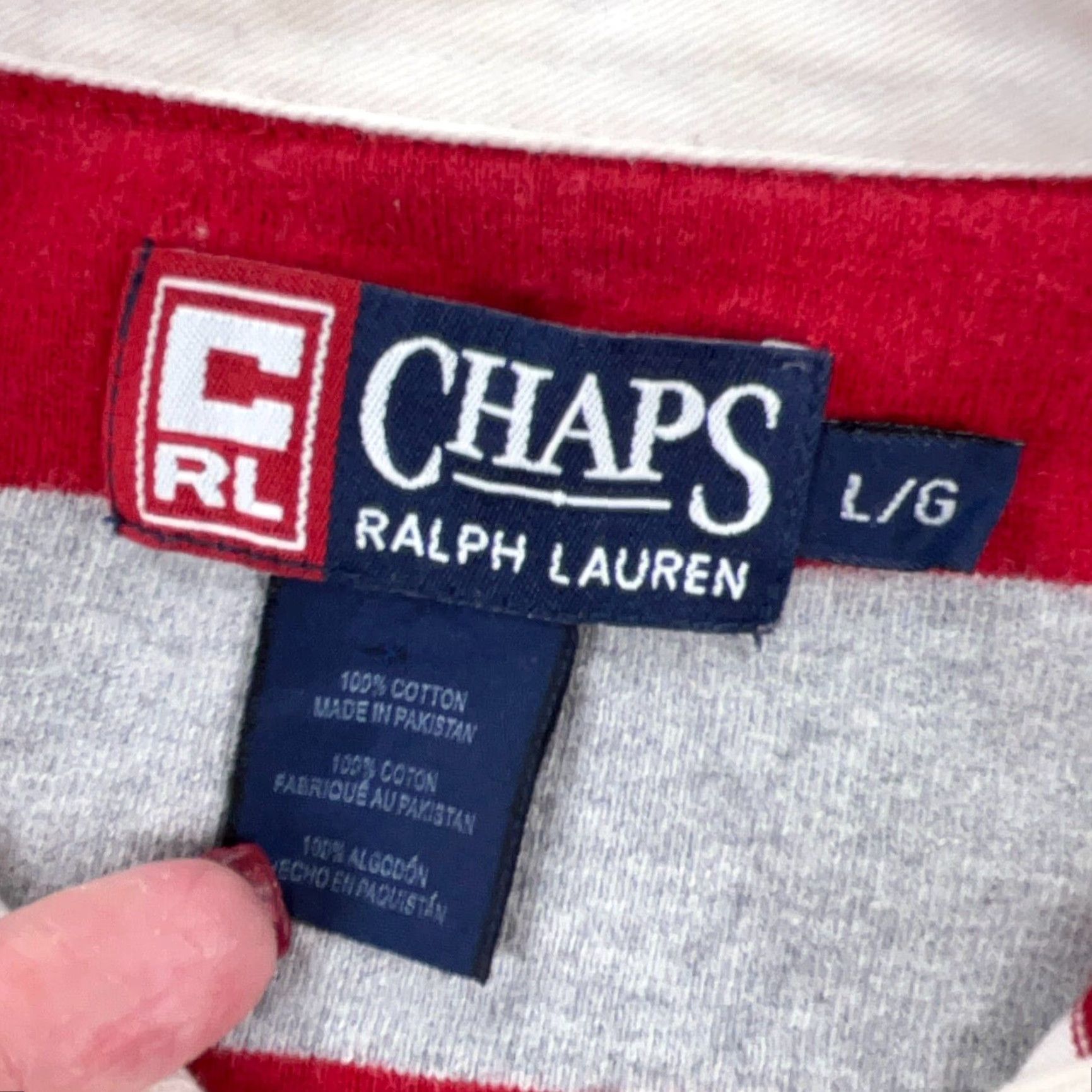 Chaps VINTAGE Chaps Ralph Lauren Rugby Shirt Men L Red Striped Heavy Y2K 2000s Polo Shirt, Polo, Classic, American, Preppy, Casual Mens Shirt Size US L / EU 52-54 / 3 - 5 Thumbnail