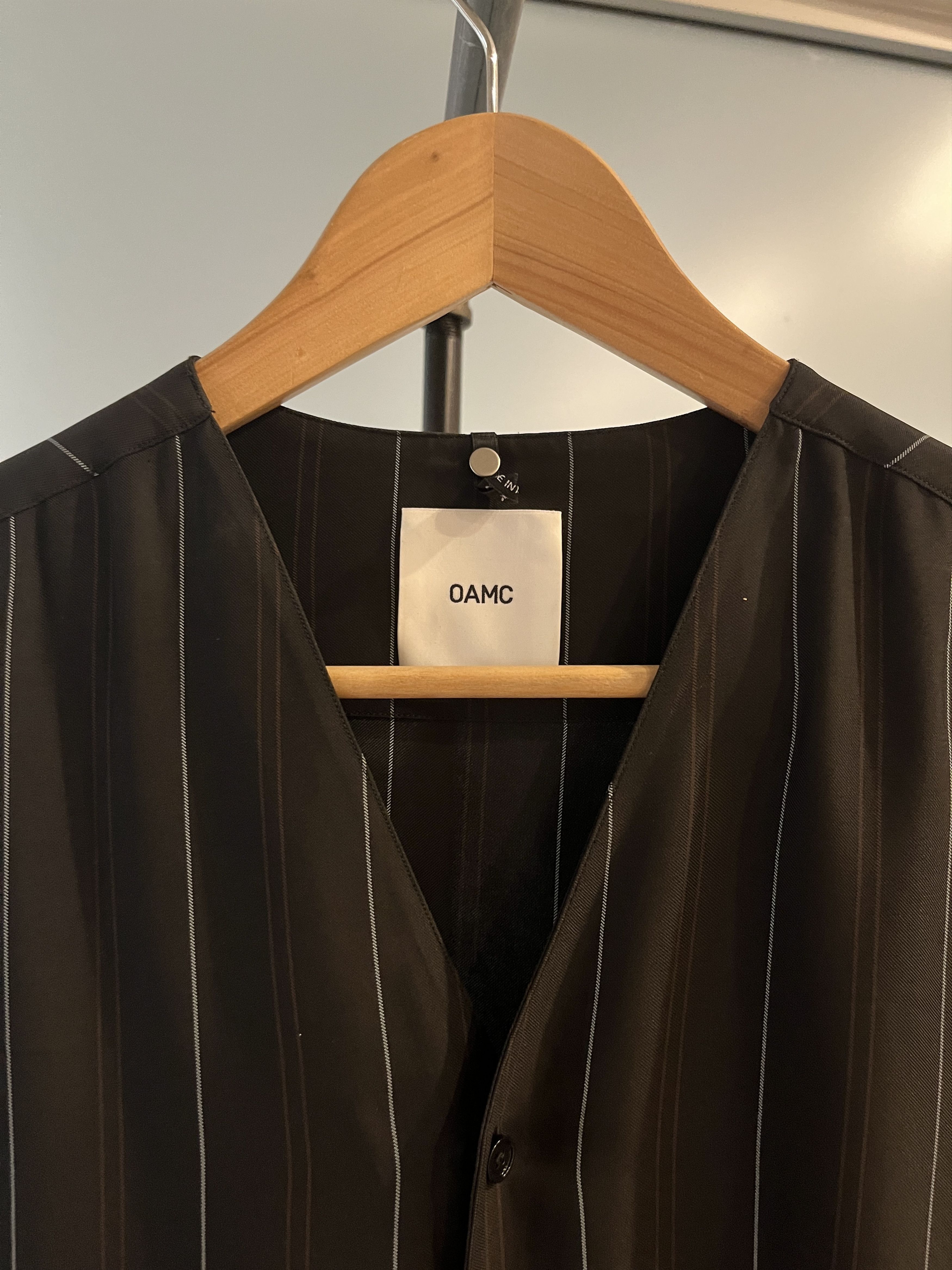 OAMC OAMC Collarless striped viscose shirt Size US M / EU 48-50 / 2 - 1 Thumbnail