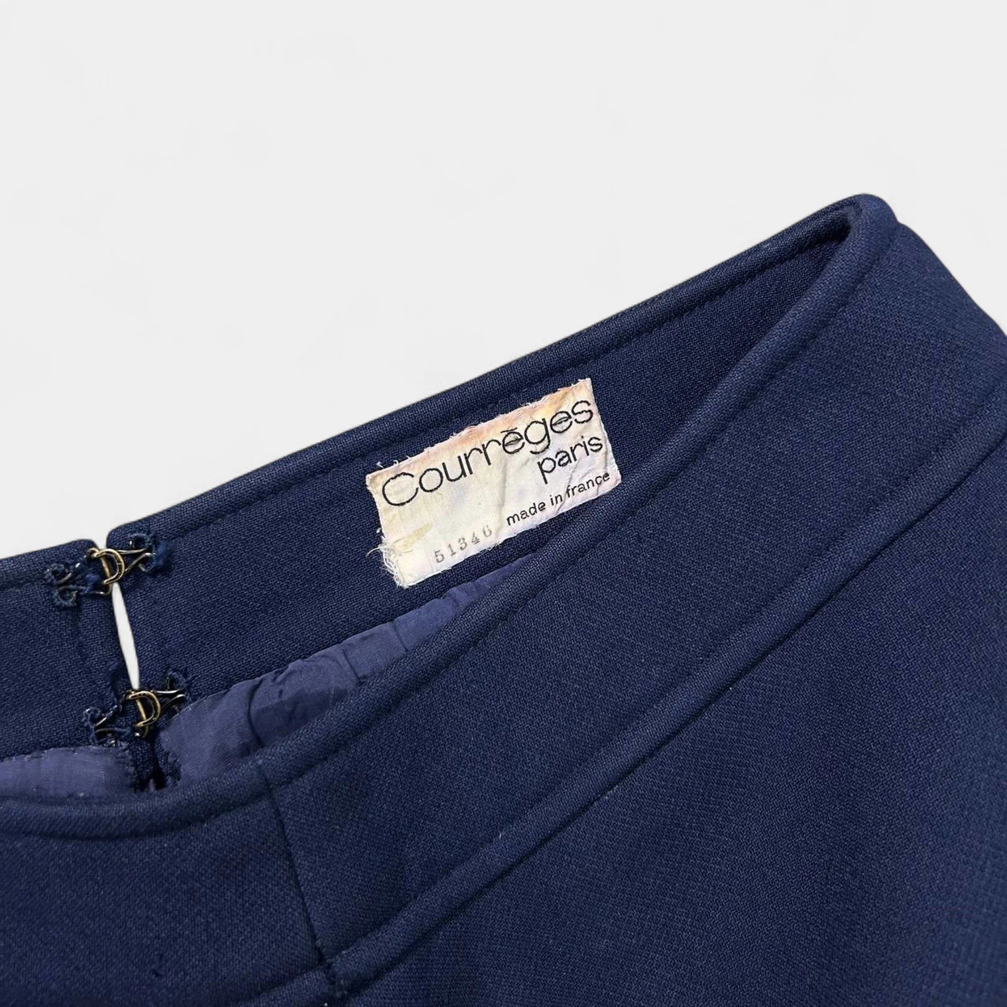 Courreges Courreges Paris Vintage Wide Leg Wool Navy Pants Size 26" / US 2 / IT 38 - 3 Thumbnail