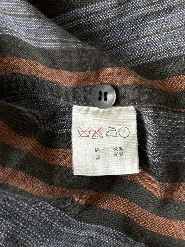 Issey Miyake Issey Miyake Grey brown cotton and linen retro striped shi Size US S / EU 44-46 / 1 - 4 Thumbnail