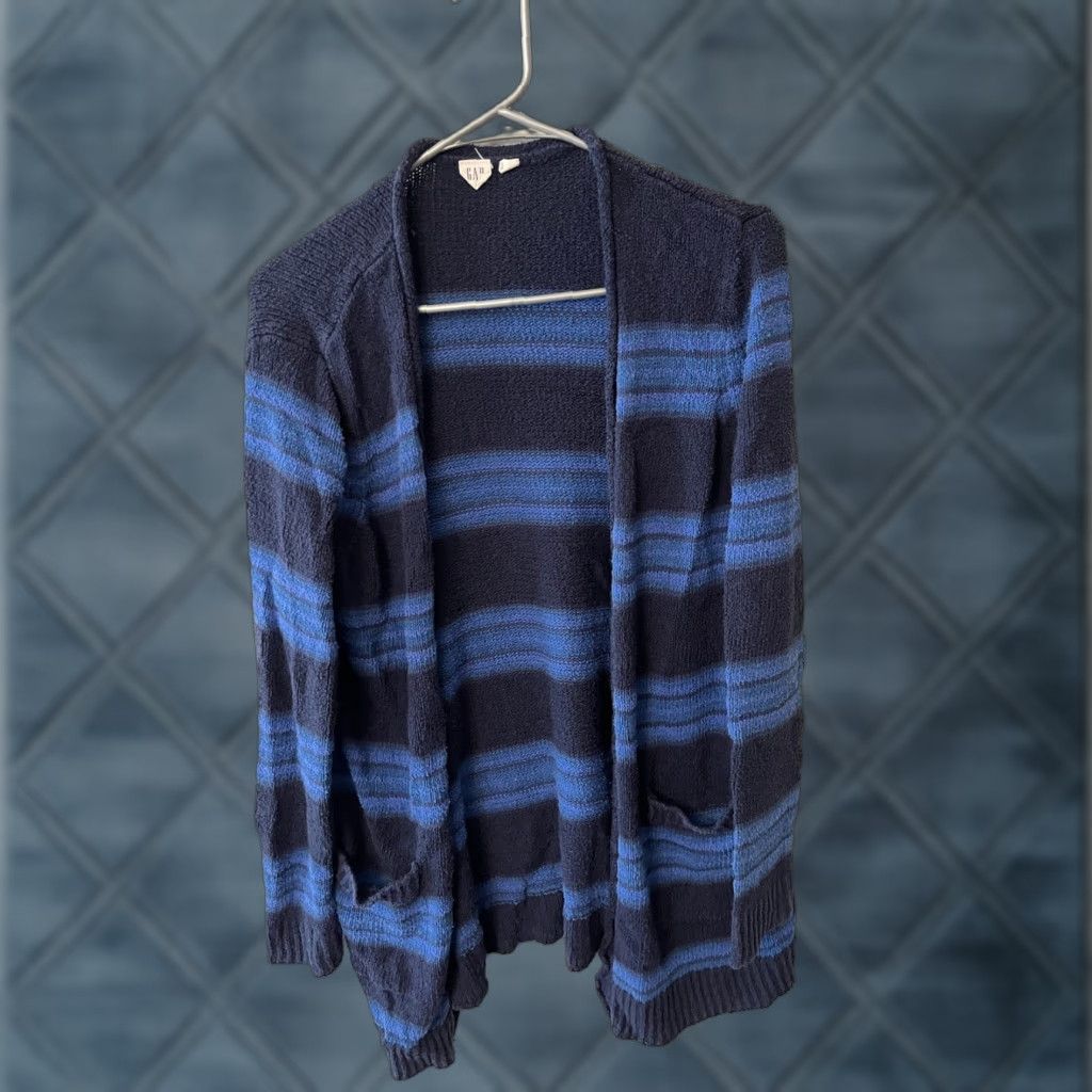 Gap Gap Cardigan Women’s XS Blue Striped Open Front Short Sleeve Knit Sweater Size XS / US 0-2 / IT 36-38 - 1 Thumbnail