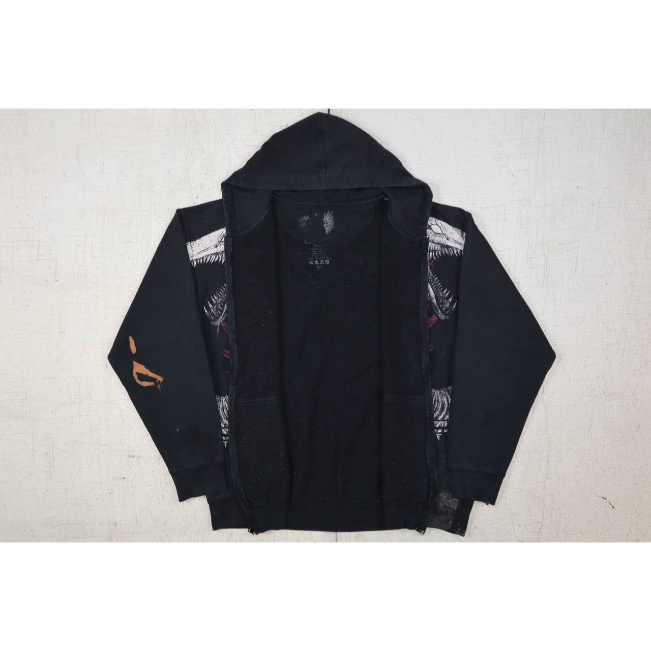 Y2K Xzavier Lizard Skeleton Zip Hoodie Black XL Emo Grunge