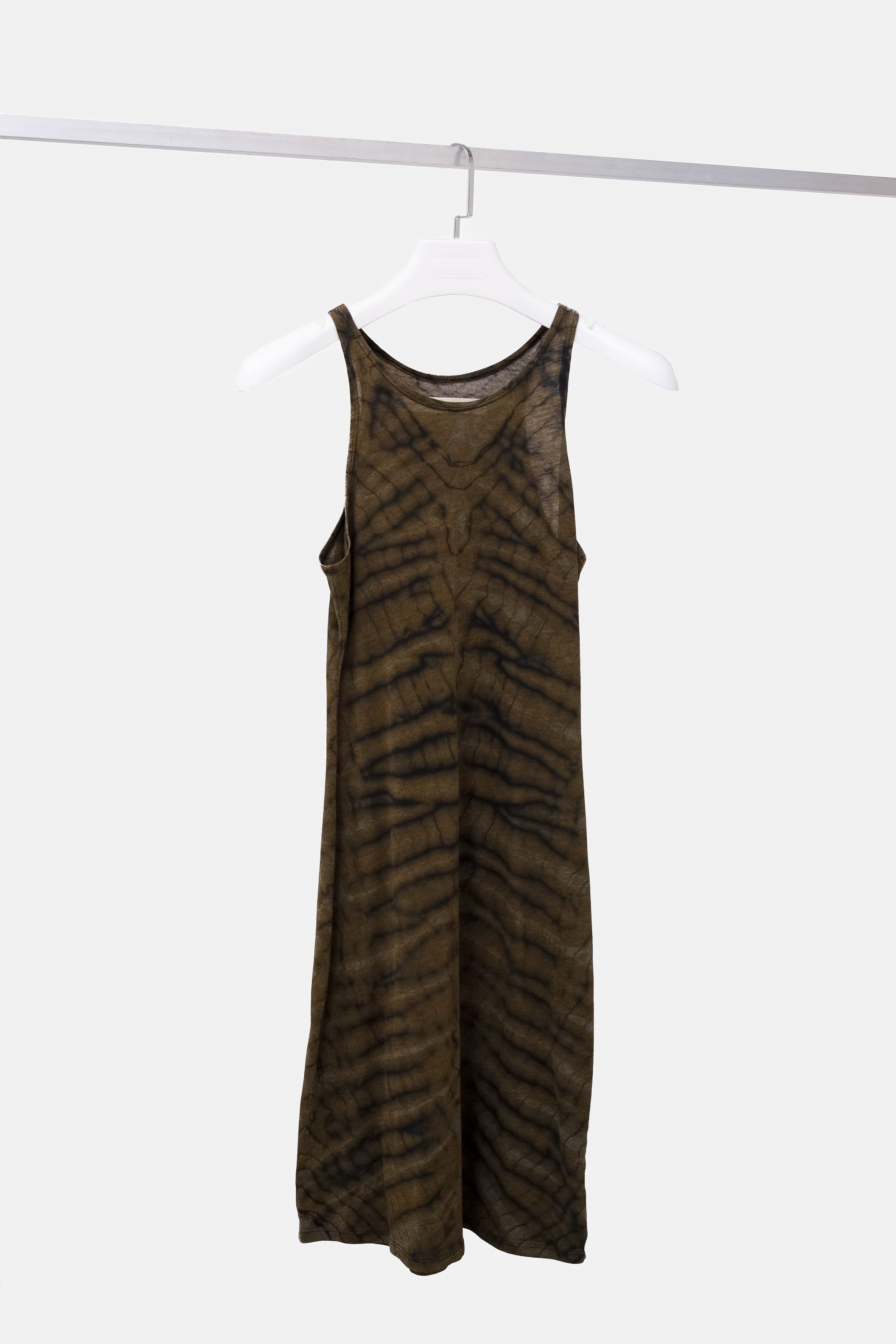 image of Raquel Allegra Brown Tie Dye Tank Dress, Women's (Size Small)