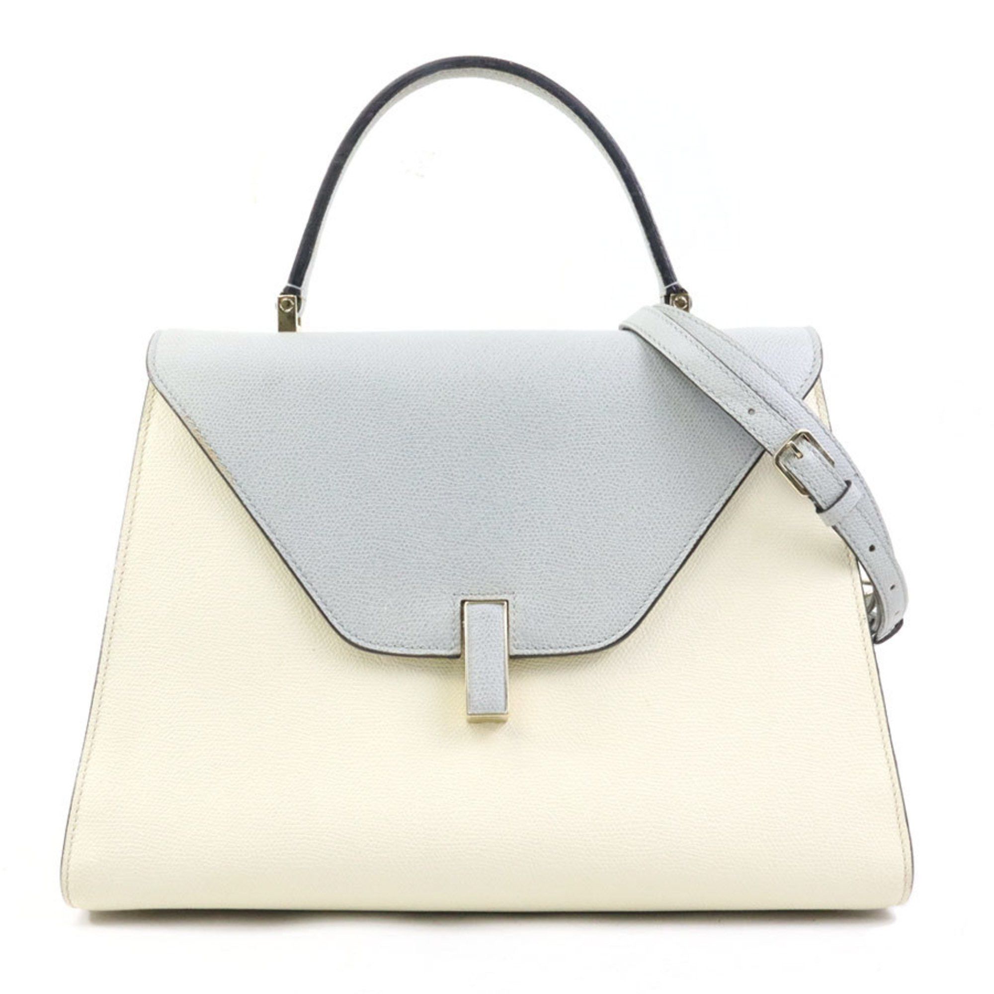 Valextra Handbag Shoulder Bag Large Iside Leather Ivory X Light Gray Women's 90114A in Beige