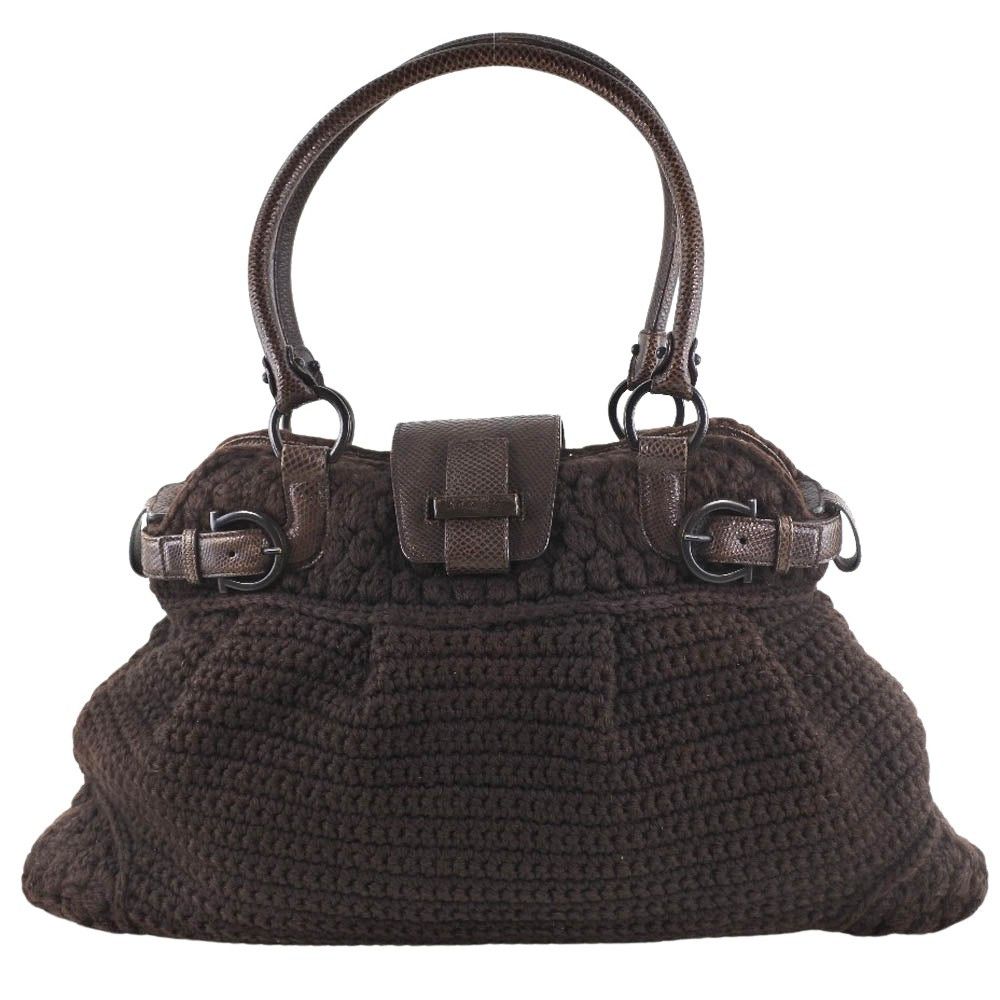 Salvatore Ferragamo Brown Wool Handbag (Pre-Owned) Size ONE SIZE - 1 Thumbnail