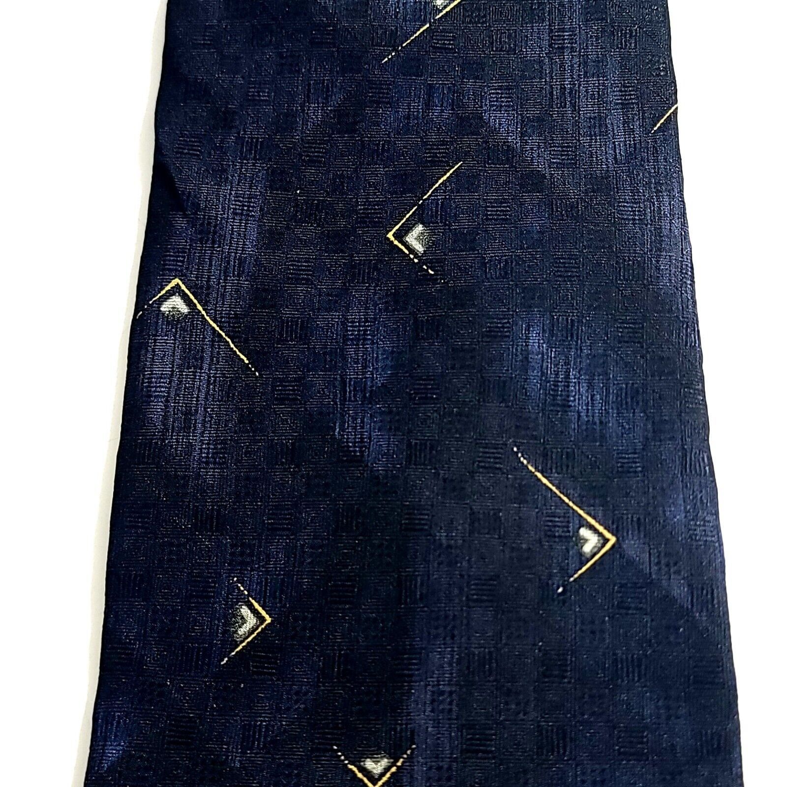 Haggar Haggar Blue Black Woven Wide Abstract Silk Tie Size ONE SIZE - 2 Thumbnail