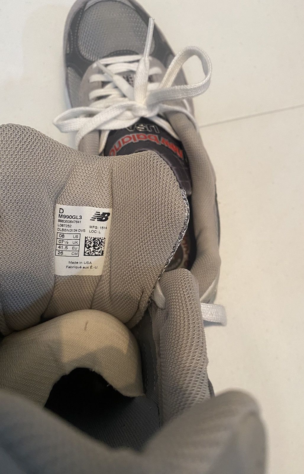 New Balance New Balance 990v3 Made in USA Gray White Suede Heritage 8 LN Size US 8 / EU 41 - 21 Thumbnail