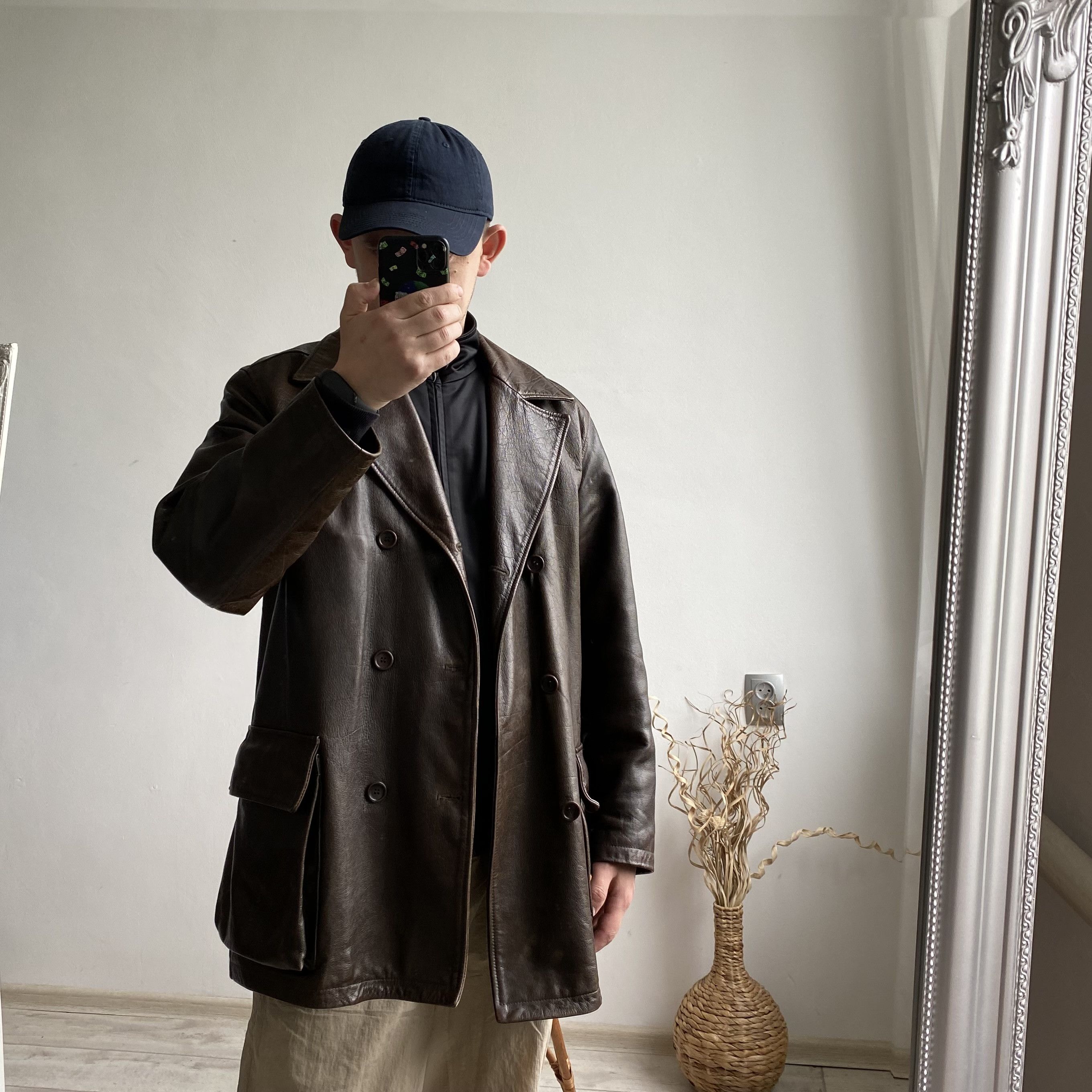 Genuine Leather Vintage 90s Heavy Leather Double Jacket Coat Brown Luxury Size US M / EU 48-50 / 2 - 12 Thumbnail
